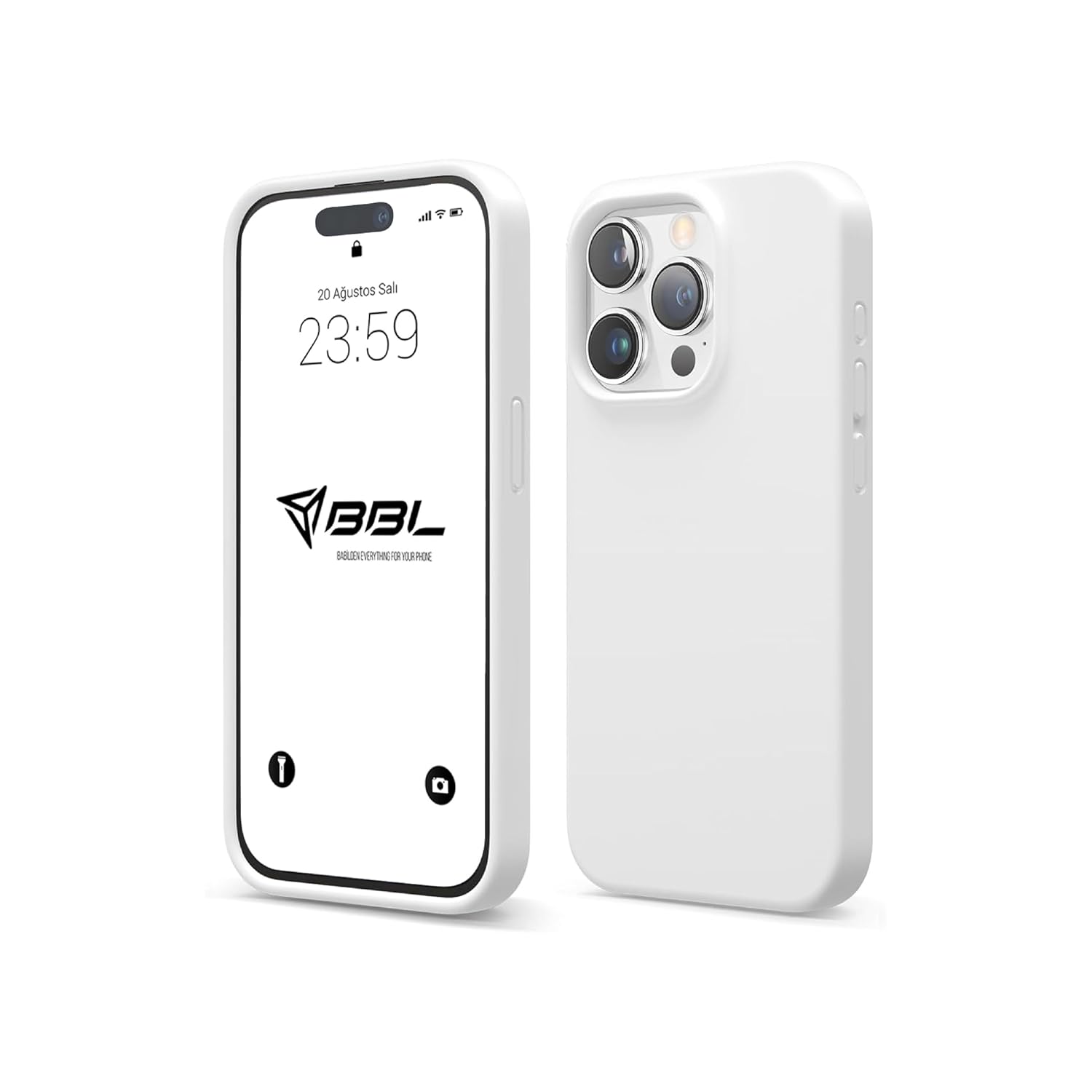 Babilden iPhone Kılıf İnce Sıvı Silikon 3 Katmanlı Tam Kaplamalı Yumuşak Jel Kauçuk Kılıf Kapak, Beyaz (iPhone 11 Pro Max 2)