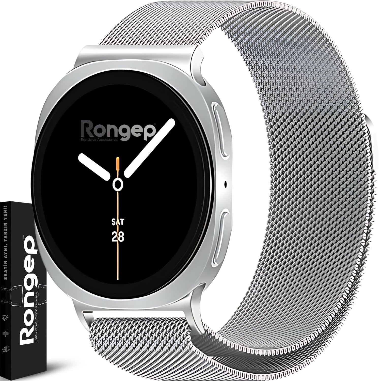 Rongep Samsung ile Uyumlu [2025] Metal Hasır Kordon Galaxy Watch 8 44mm/40mm/Classic 46mm için Manyetik Tasarımlı Galaxy Watch 8 Kordonu Paslanma Yapmayan Metal Kordon (Gümüş)