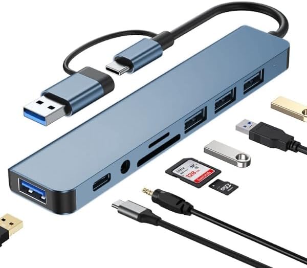 Jouis USB ÇOĞALTICI DÖNÜŞTÜRÜCÜ Adaptör Port Type C USB 3.0 Hub For Mac Book Pro Air Otg USB 3.0 Adapter Type-C Çevirici USB Hub - (KALİTELİ VE HIZLI) (8 in 1 Otg)