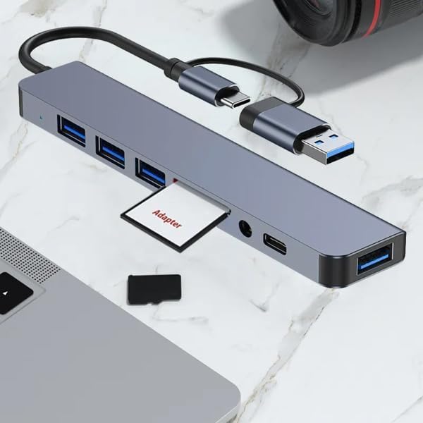 Orret Home Çoklayıcı Adaptör 8 in 2 USB Type-C to USB A, USB C, SD/TF Kart Okuyucu – MacBook ve Laptop Uyumlu Çok Portlu USB HUB Çoğaltıcı