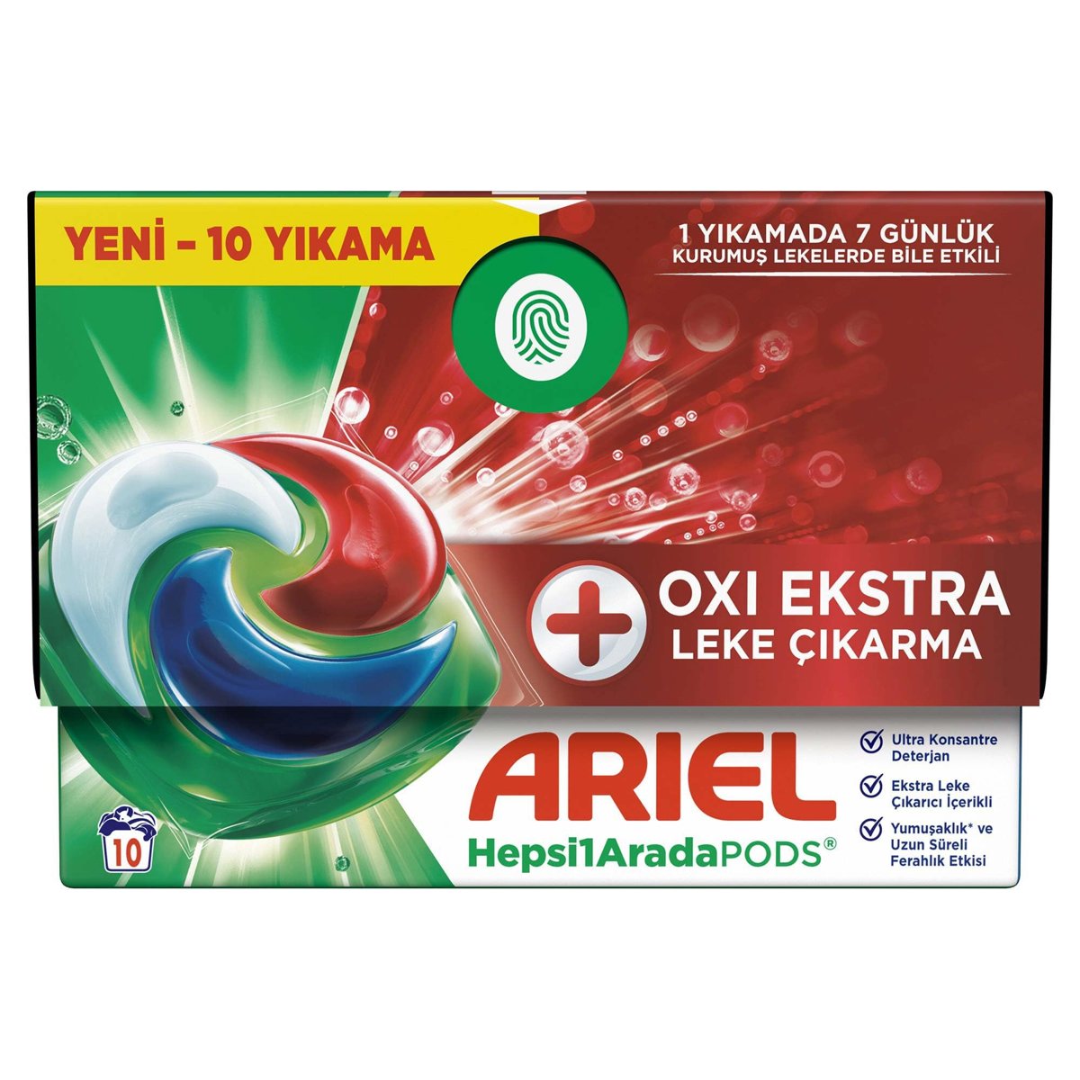 Ariel Hepsi1Arada PODS Oxi Extra Leke Çıkarma Kapsül Çamaşır Deterjanı Beyazlar ve Renkliler 10 Yıkama