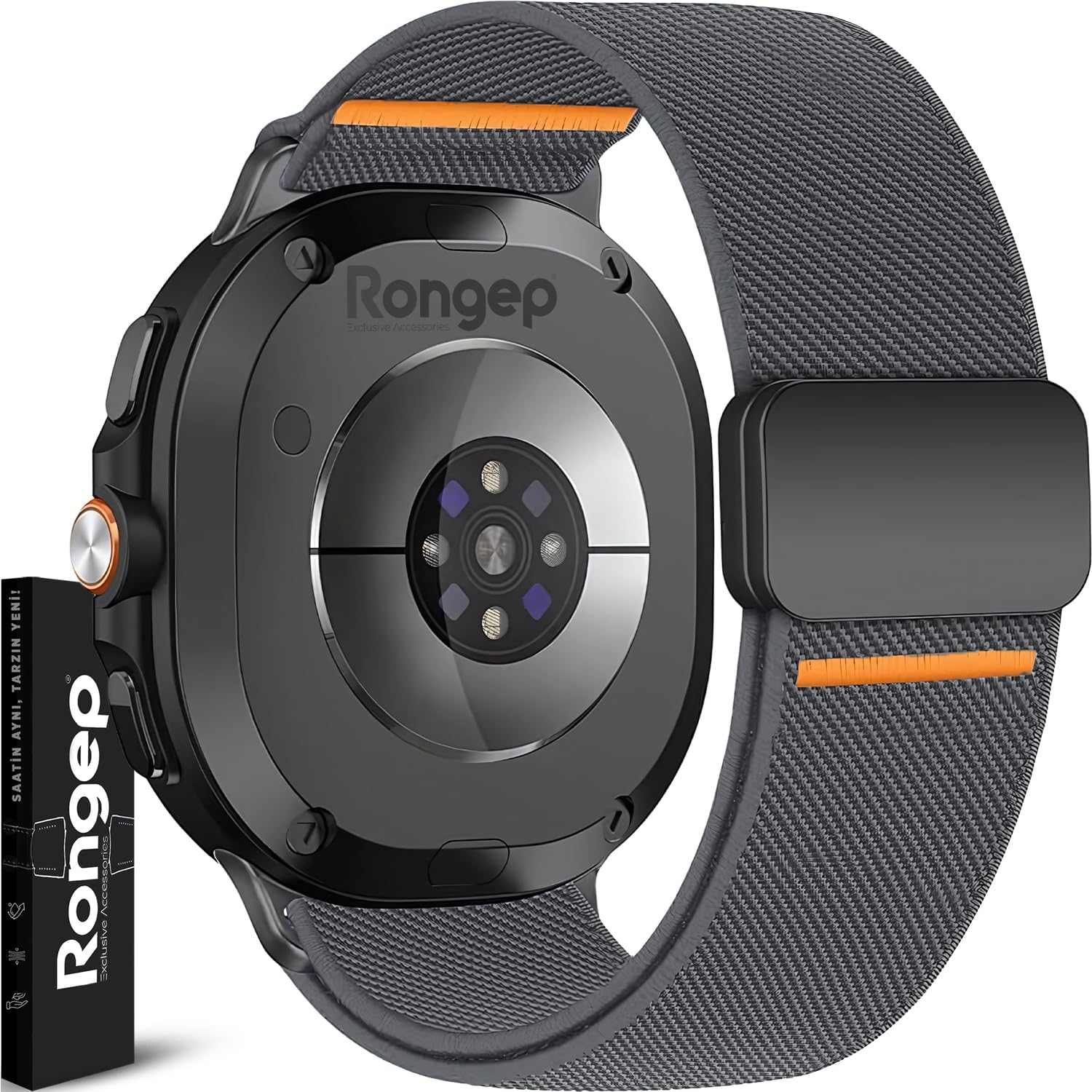 Rongep Samsung ile Uyumlu Stretch Loop Kordon Galaxy Watch 8 44mm/40mm/Classic 46mm [2025] için Yumuşak ve Konforlu Galaxy Watch 8 Kordon Terletmeyen Esnek Kumaş Kayış (Magnetic-Bluegray)