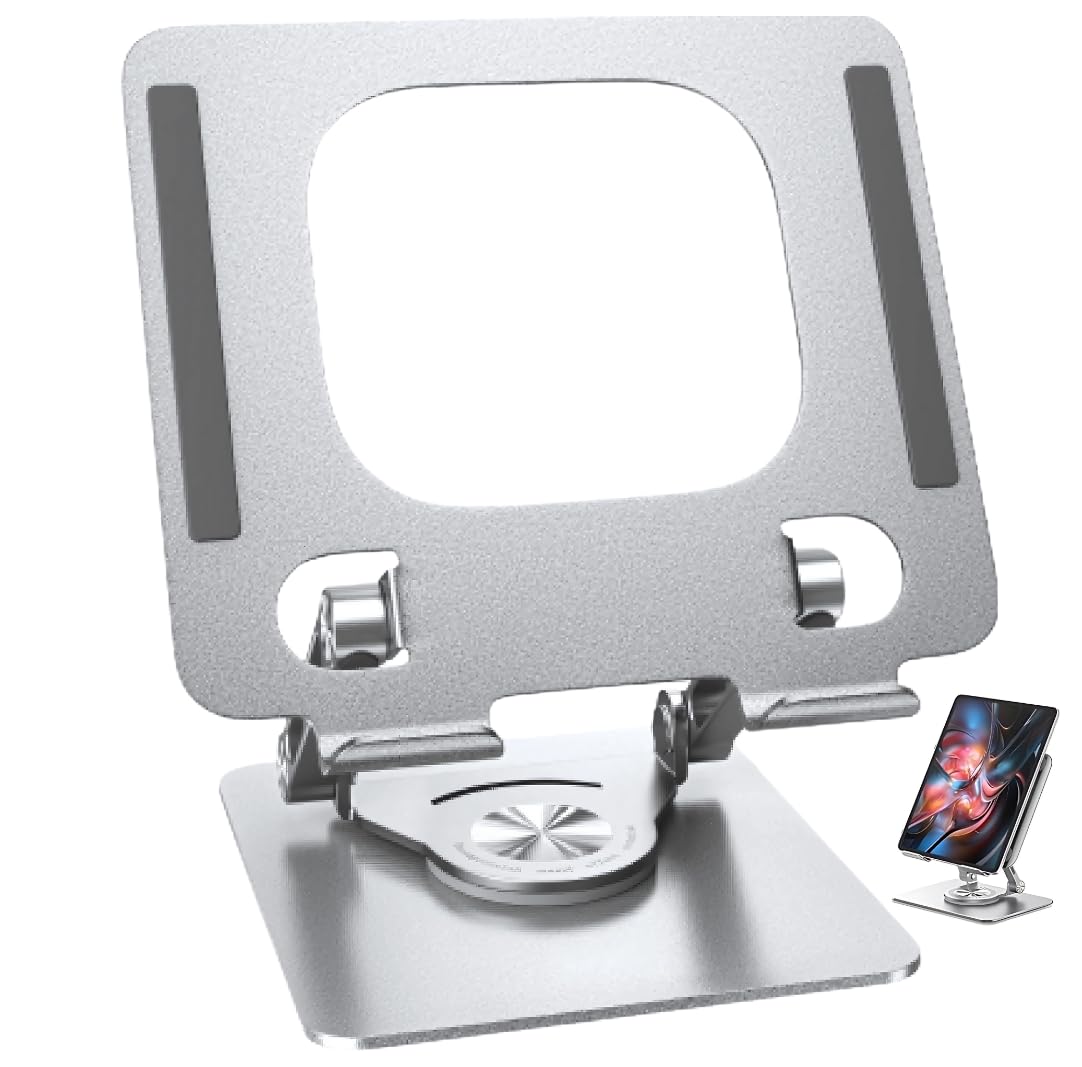 Rever Tablet Standı 360° Dönen Metal Masaüstü Açılı Katlanabilir Tablet Tutucu Stant