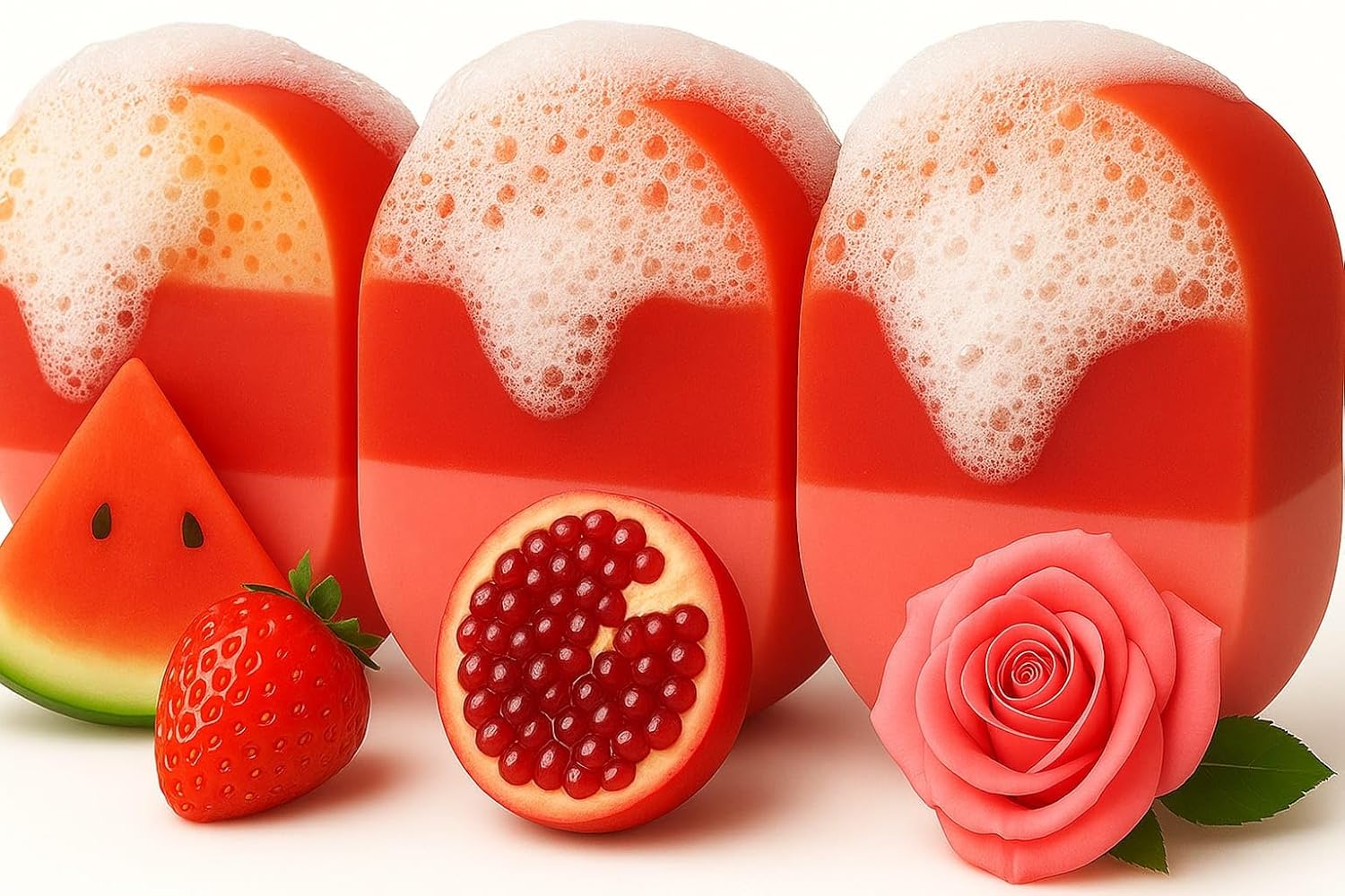 ROSE LOVE 3 adet 450 grm doğal el yapımı kokulu süngere emdirilmiş sabun.