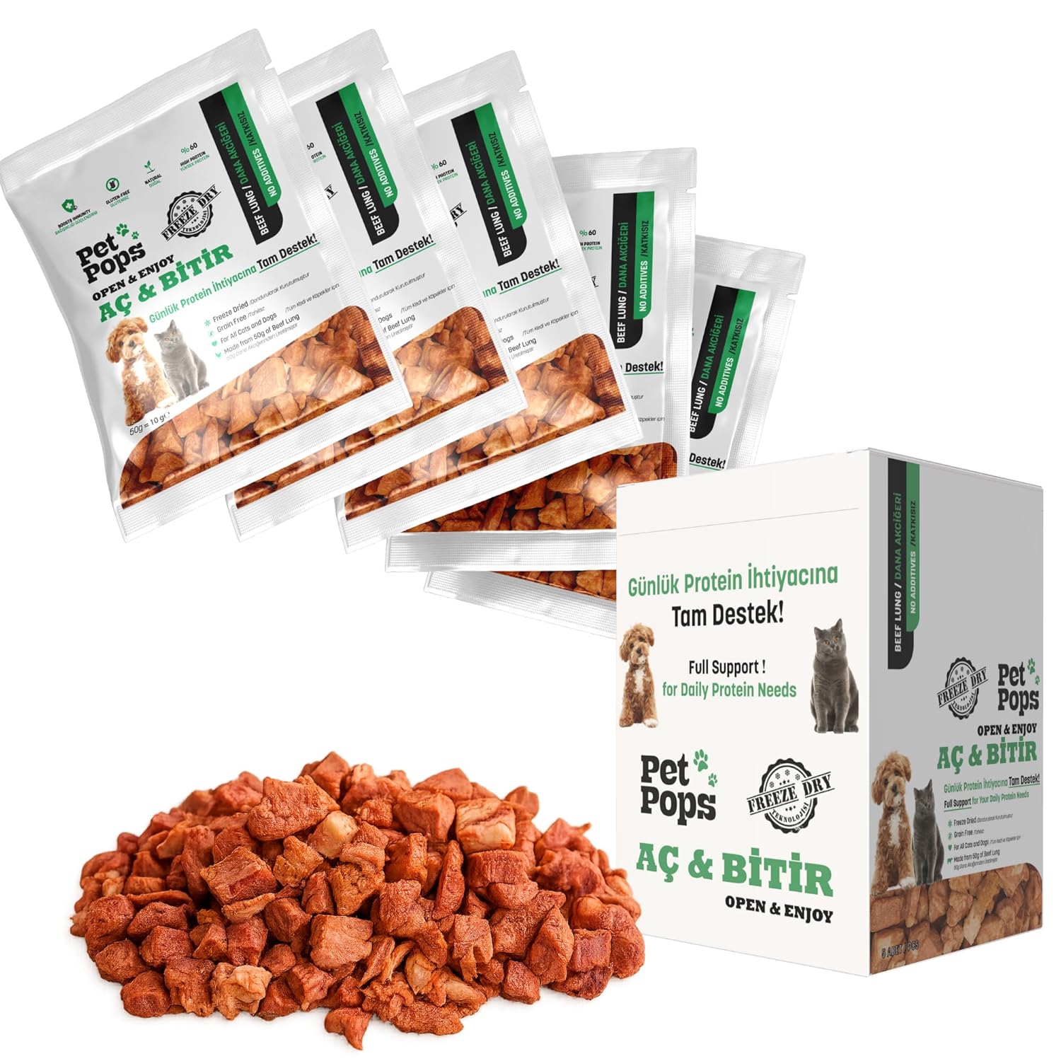 Petpops Aç Bitir Dana Ciğer Freeze Dry Kedi & Köpek Ödül Maması –%100 Doğal ve Katkısız