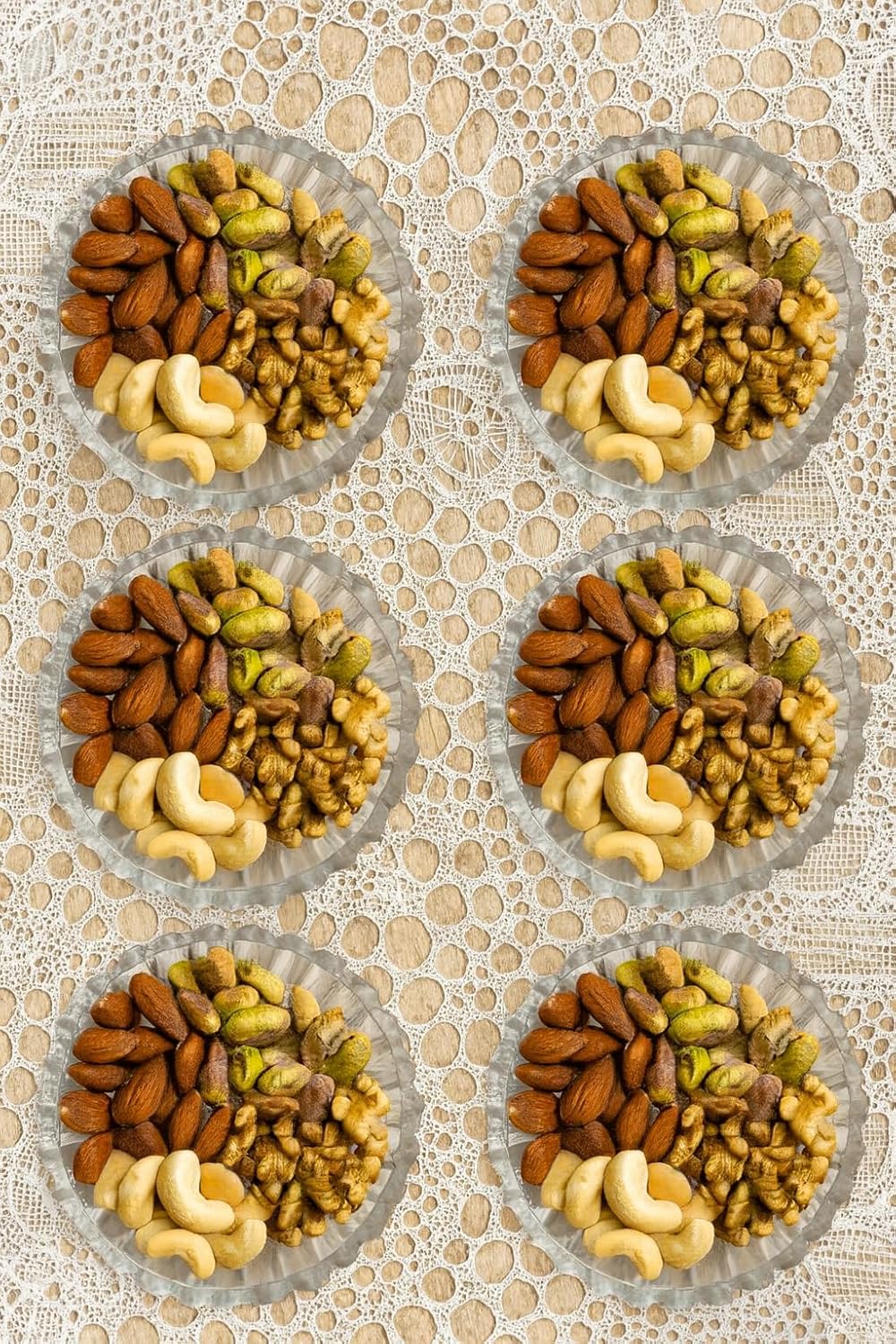 MTA HIGH-TECH 6’lı Yuvarlak Sunum ve Servis Tabakları, Tatlı, Meze, Kahvaltı, Çerez İçin Şık Cam Tabaklar