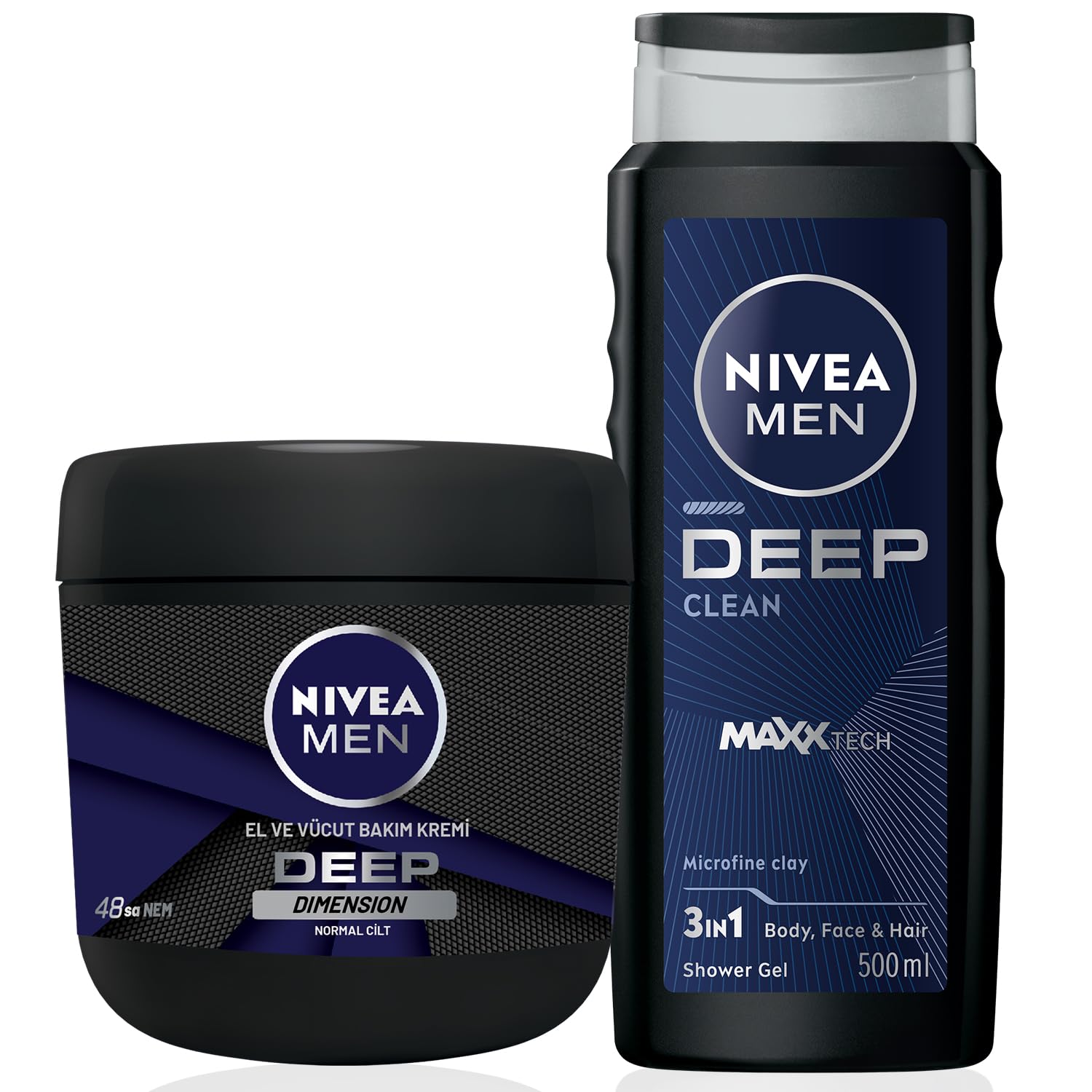 Nivea MEN Erkek Damat Çeyiz Seti Deep Dimension Duş Jeli 500ml ve Nemlendirici El Vücut Bakım Kremi 400ml