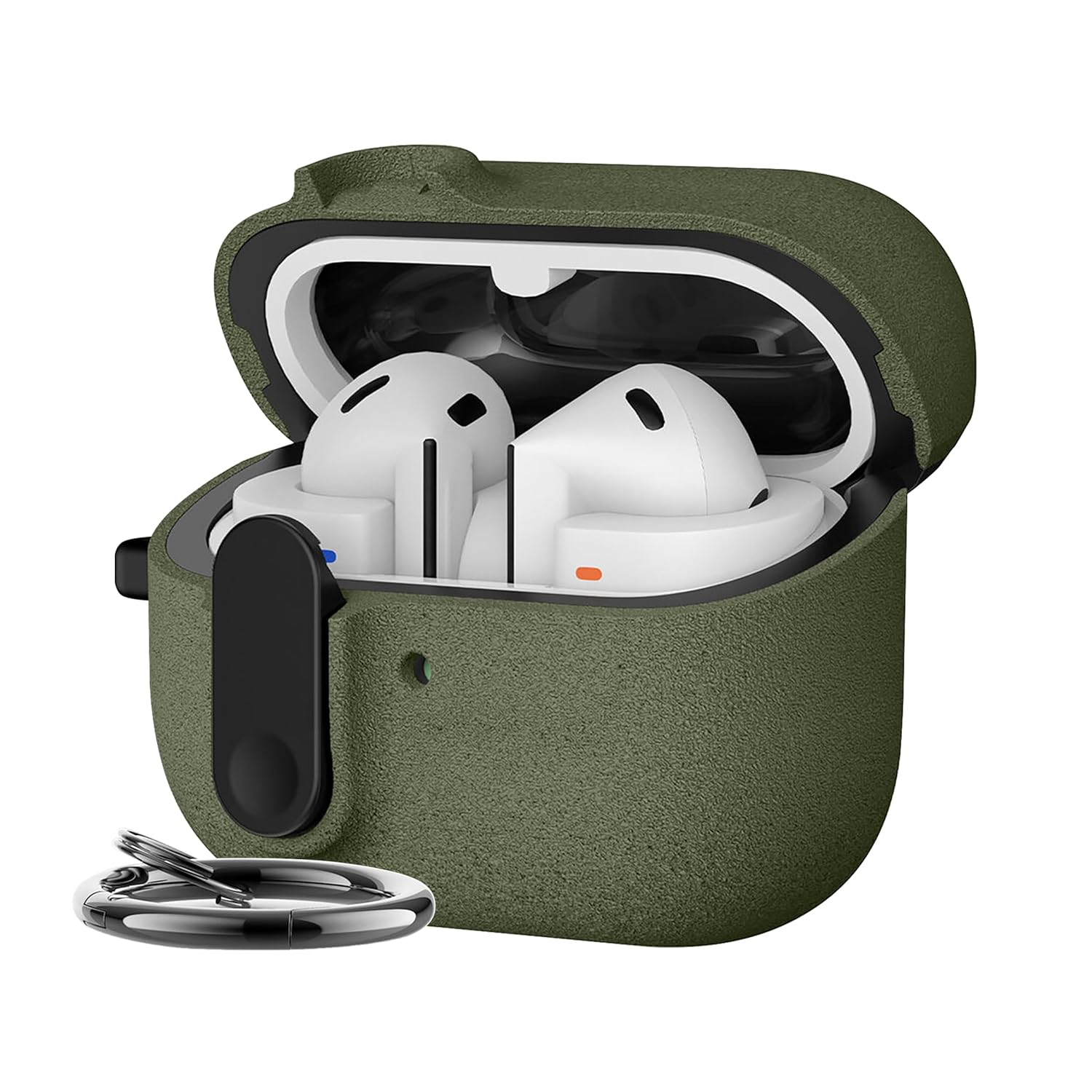 Teknoft Samsung Galaxy Buds 3 Pro ve Buds 3 ile Uyumlu Mandallı Kapak Kilit Sistemli Kumlanmış Mat Dokulu Darbelere Dayanıklı Hibrit Kılıf (Yeşil)