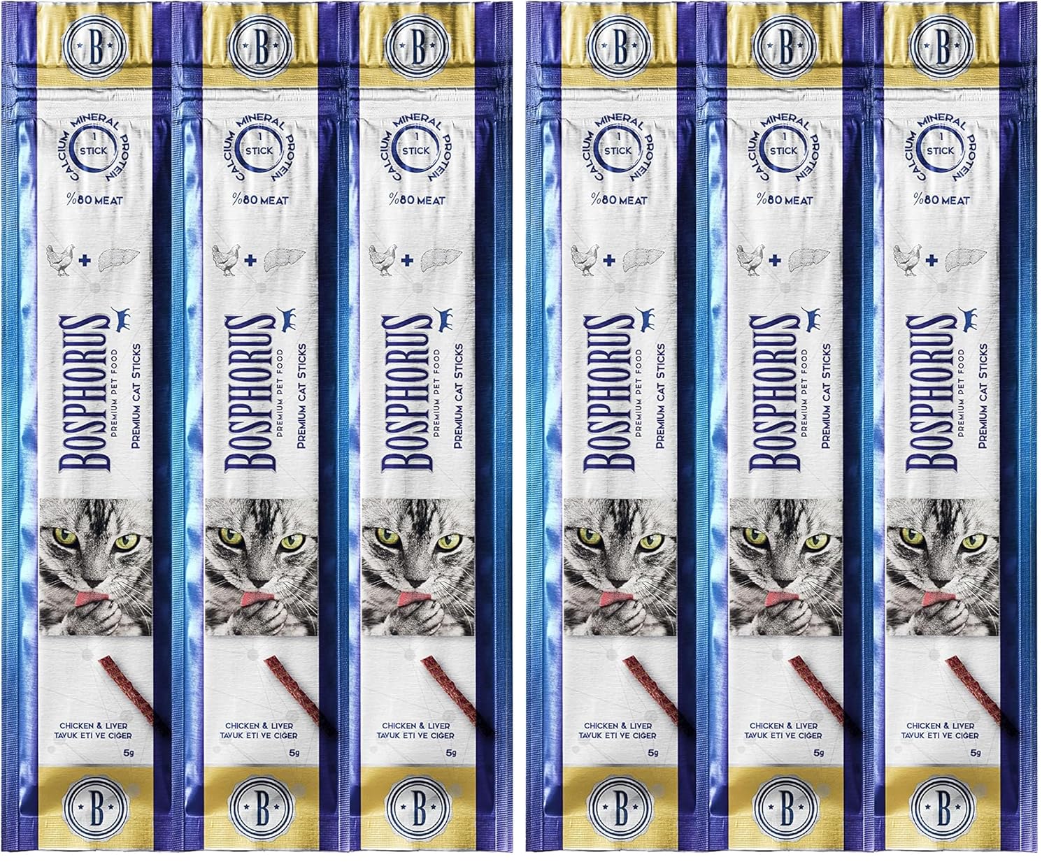 BOSPHORUS 3'lü Tavuk Etli ve Ciğerli Kedi Ödülü 2li paket