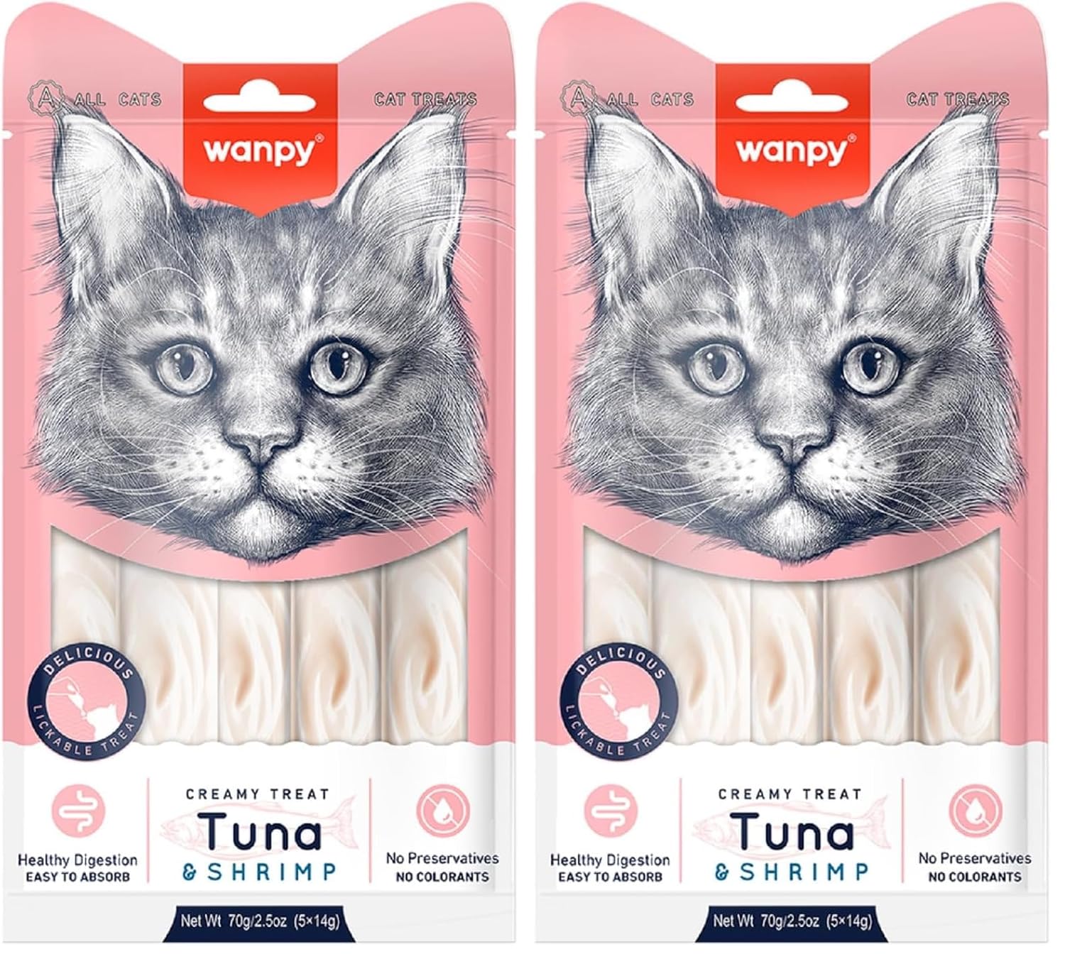 Wanpy Ton Balığı&Karides 5x14 gr Likit Kedi Ödülü 2li paket