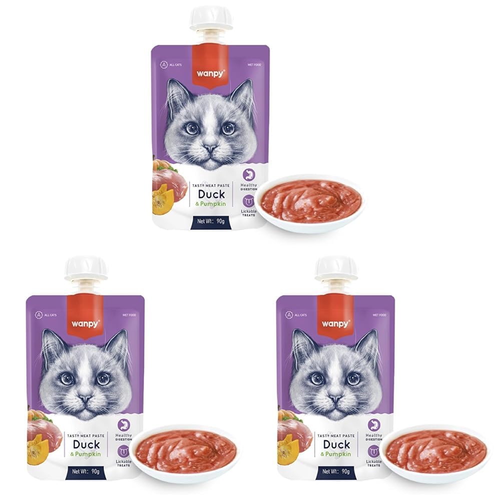 Wanpy Taze Ördekli&Bal Kabaklı Kedi Et Ezmesi 90 gr 3lü paket