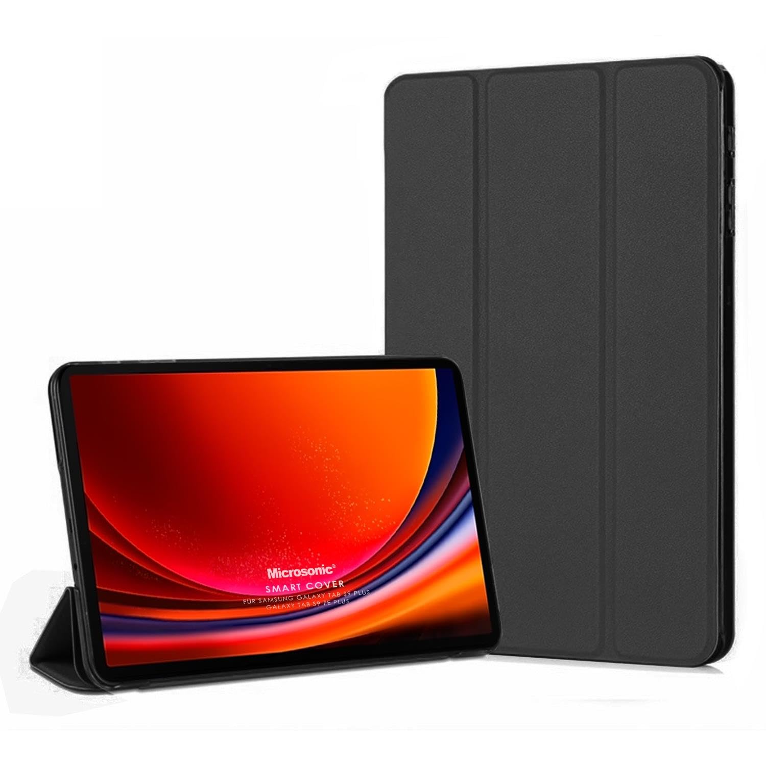 Microsonic Samsung Galaxy Tab S10 FE Plus için Kılıf Slim Translucent Back Smart Cover Siyah [Galaxy Tab S10 FE Plus X620 ile Uyumlu Kılıf - Siyah]