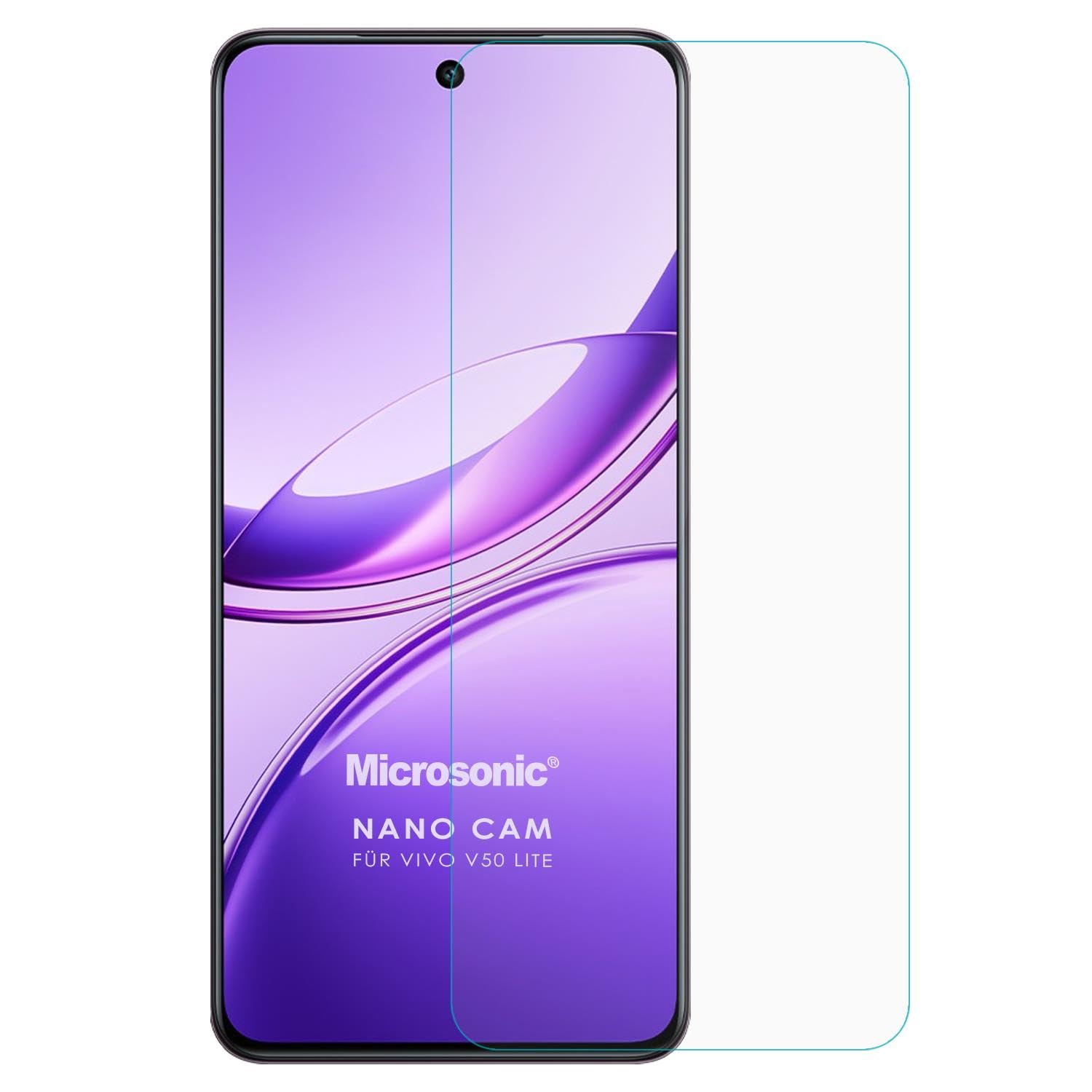 Microsonic Vivo V50 Lite 5G Nano Glass Cam Ekran Koruyucu [V50 Lite 5G ile Uyumlu Ekran Koruyucu - Şeffaf]