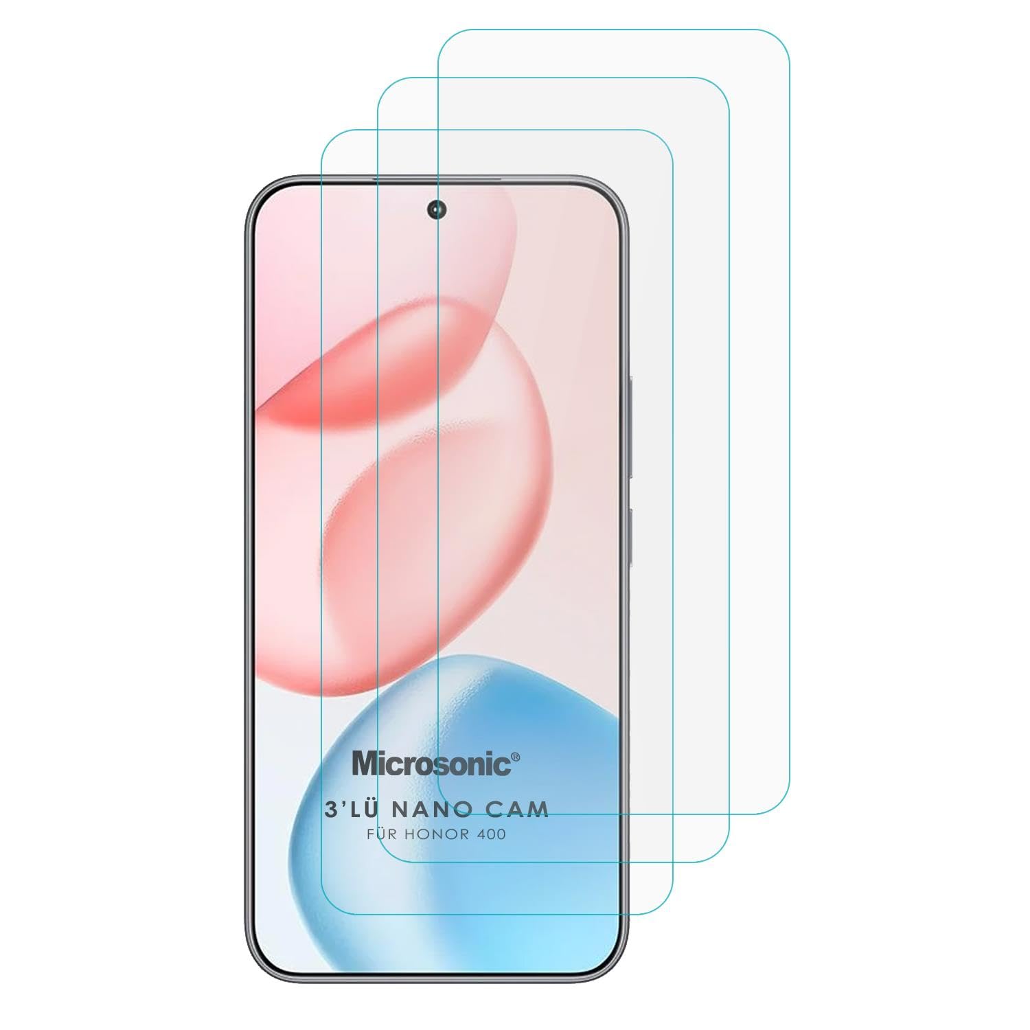 Microsonic Honor 400 Screen Protector Nano Glass Cam Ekran Koruyucu (3`lü Paket) [Honor 400 ile Uyumlu Ekran Koruyucu - Şeffaf]