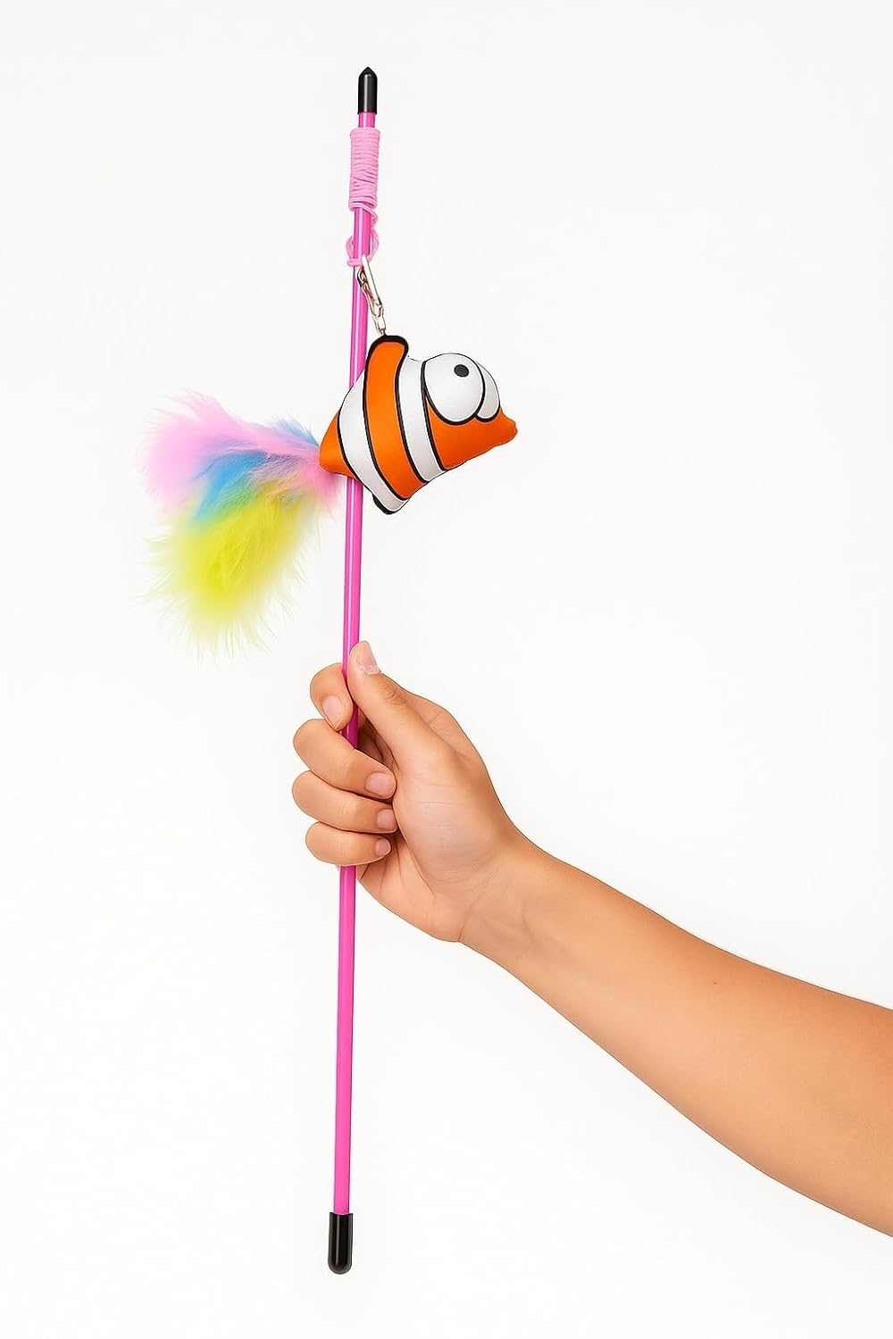 Busstier Balıklı Tüylü Kedi Oyun Oltası İpli Etkileşimli Oyuncak Kedi Balık Figürlü Tüy Çubuğu Dayanıklı Esnek Oyun Oyuncağı Kediler İçin Eğlenceli Egzersiz Oyuncağı