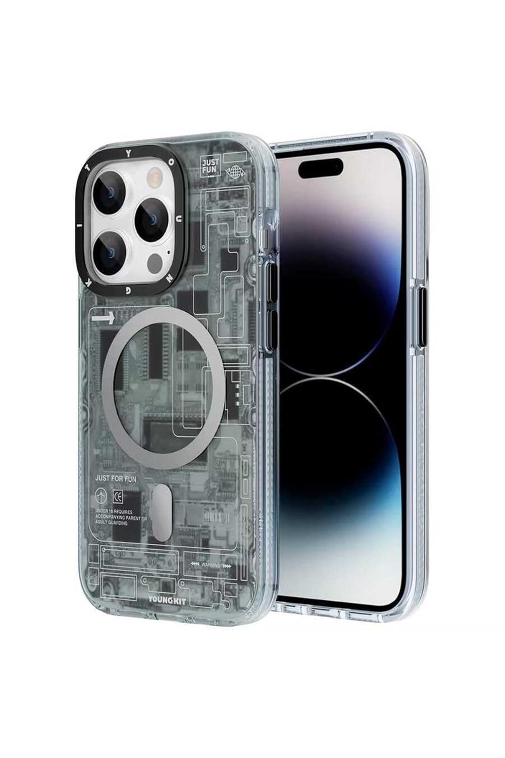 Youngkit Iphone 14 Pro Max için kılıf Magsafe ile Uyumlu Technology Serisi Kapak; Siyah