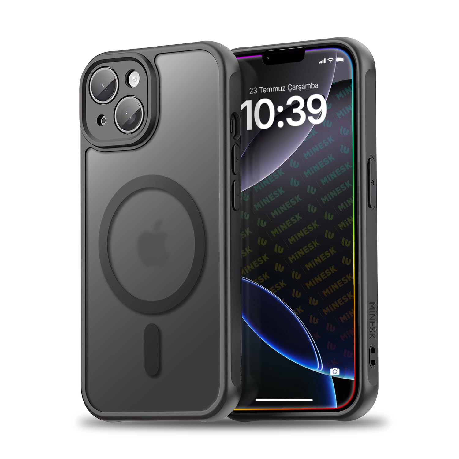 Minesk iPhone 11 ile Uyumlu MattCover Serisi Arkası Mat Polikarbonat Kenarları Silikon ve Köşeleri Güçlendirilmiş Kamera Korumalı ince Silikon Kılıf (Manyetik, 11)