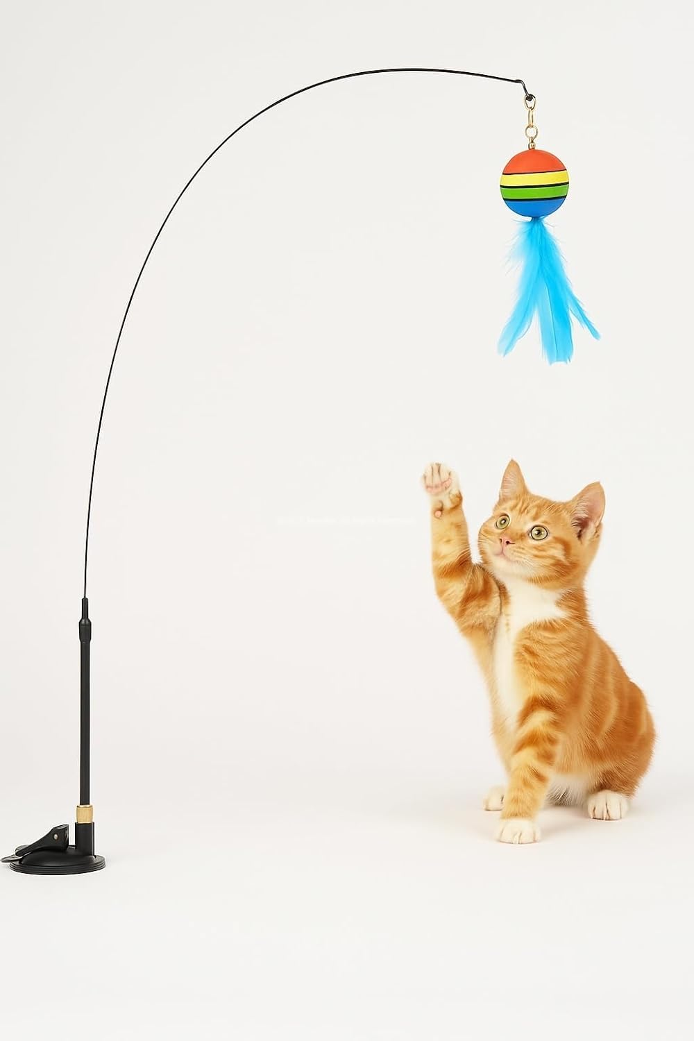 Busstier Vakumlu Tüylü Kedi Oltası Çıkarılabilir Çıngıraklı İnteraktif ve Eğlenceli Kedi Oyuncağı Eller Serbest Oyun Çubuğu Yavru ve Yetişkin Kediler İçin