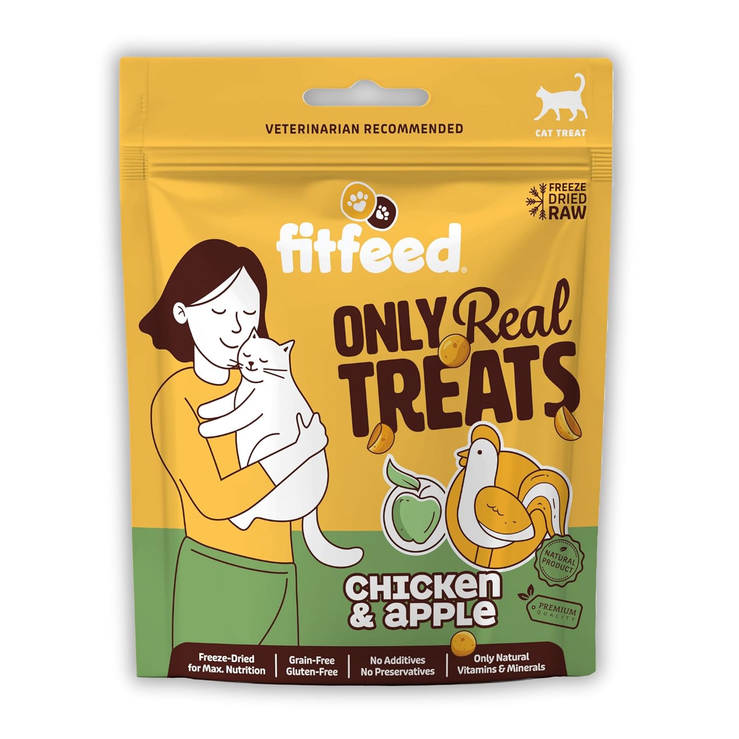 fitfeed Freeze-Dried Çiğ Tavuk&Elma Kedi Ödül Maması 40g