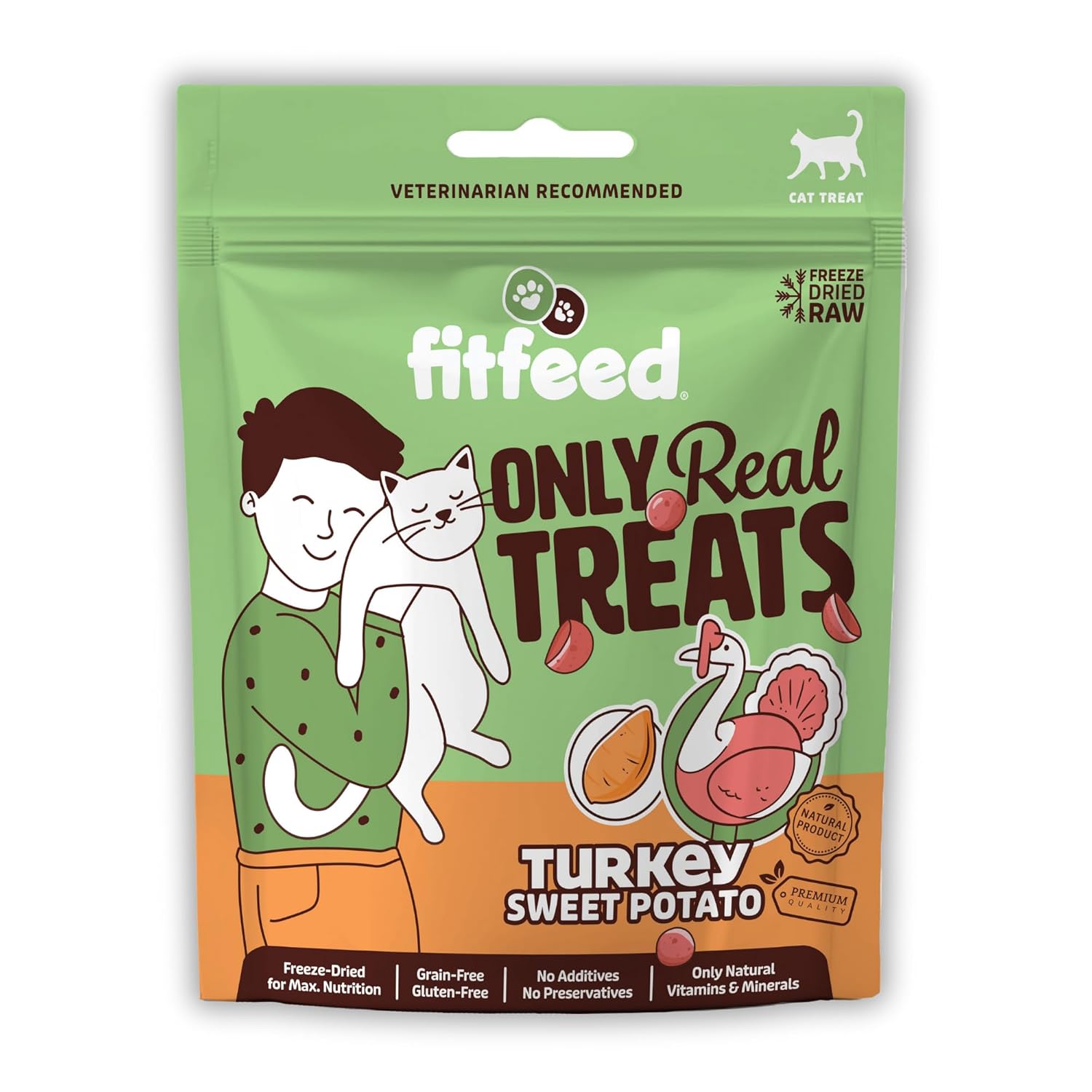 fitfeed Freeze-Dried Çiğ Hindi&Tatlı Patates Kedi Ödül Maması 40g