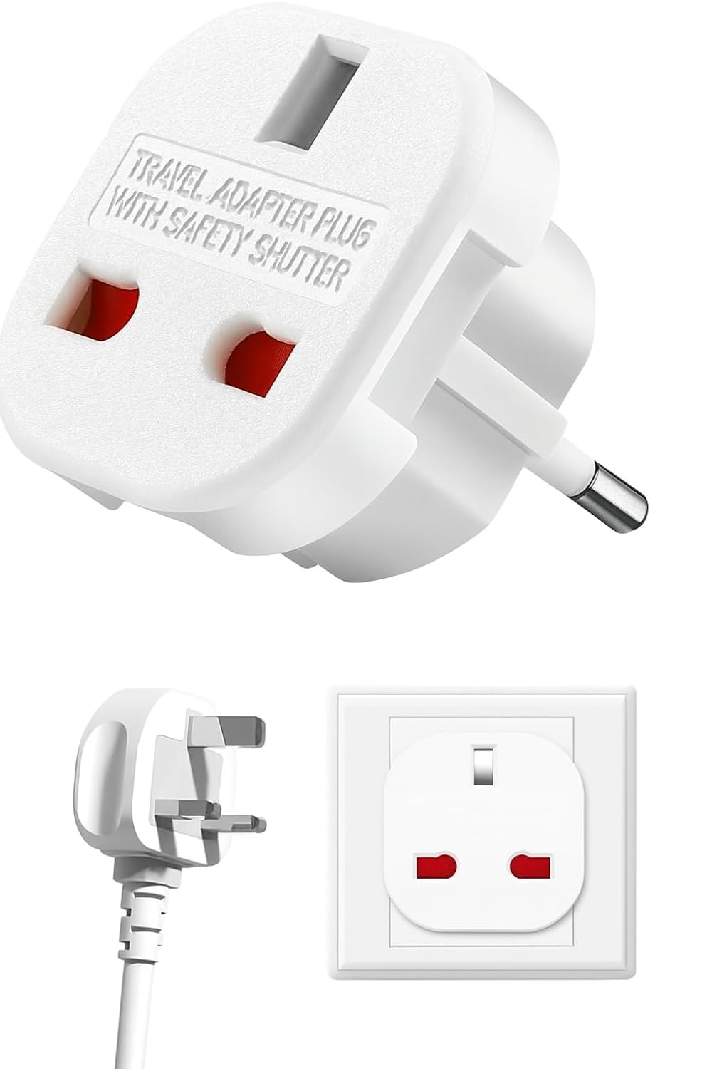 Hadron İngiltere’den AB’ye Seyahat Adaptörü – UK G Tip 3 Pin’den Avrupa E/F Tipi 2 Pin Priz Dönüştürücü, Güvenlik Kilitli, 240V 10A/16A, Fransa, Almanya, Hollanda, Polonya, İsveç Uyumlu