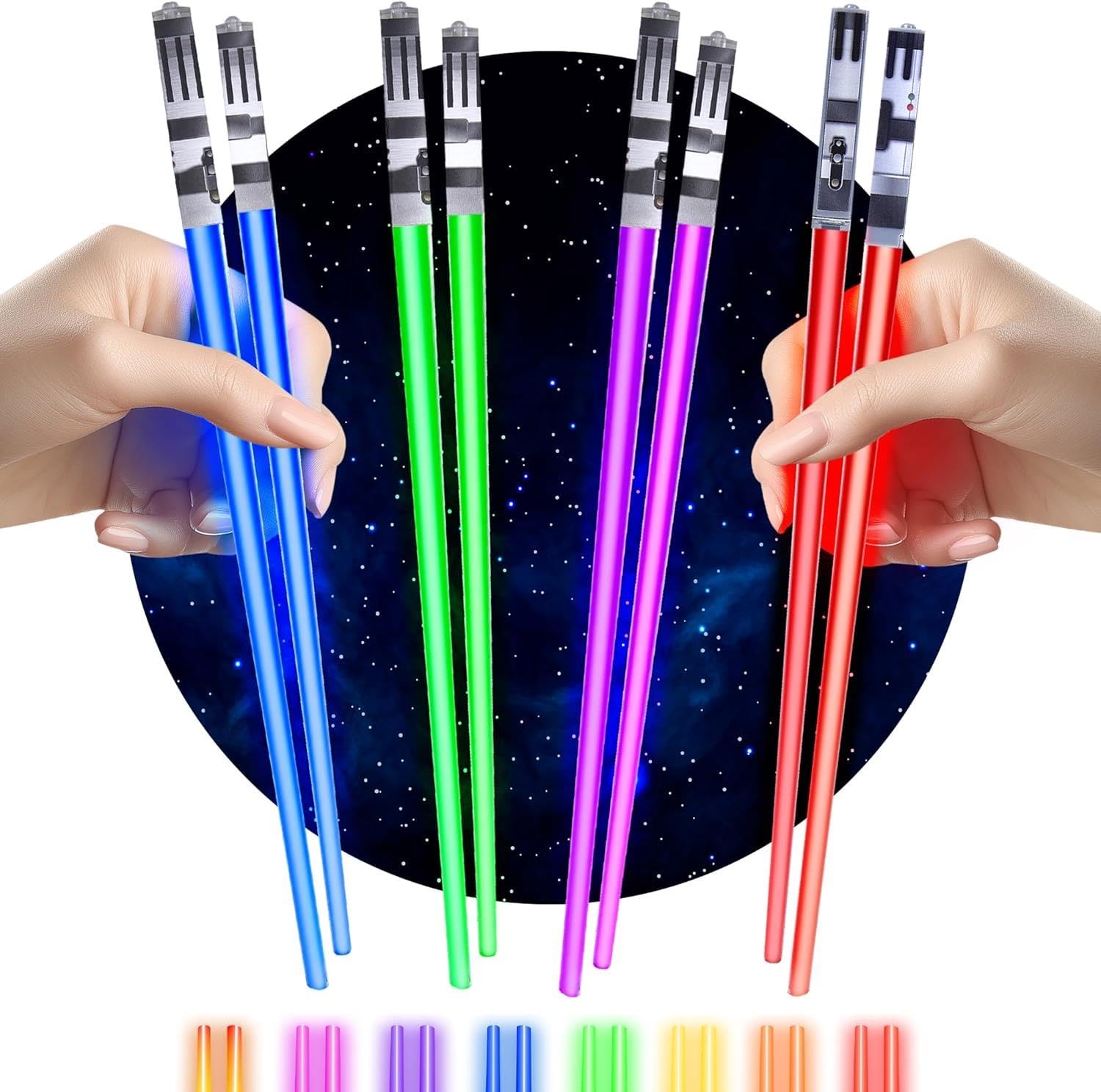 Valkyrie 8 Parça LED Işıklı Chopstik Işık Kılıcı Yemek Çubukları Star Wars Tema Çöpstik