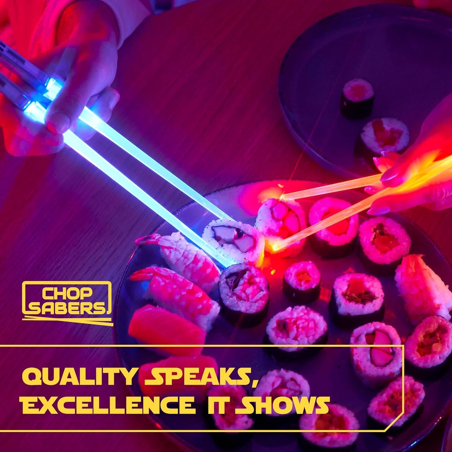 Valkyrie 8 Parça LED Işıklı Chopstik Işık Kılıcı Yemek Çubukları Star Wars Tema Çöpstik