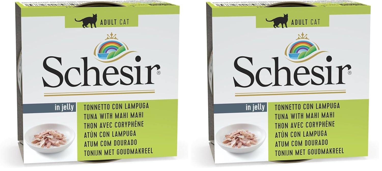 Schesir Jelly Ton Balığı ve Mahi Mahi Balığı Jöle İçinde Yetişkin Kedi Konservesi 85g 2li paket