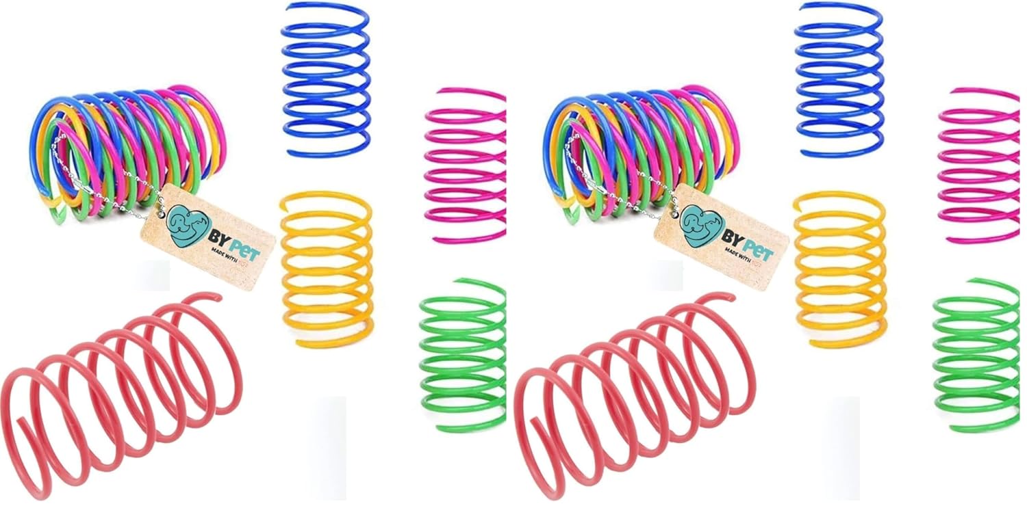 Bypet Kedi Oyuncağı İnteraktif, Spiral, Yaylı, Sağlıklı Plastik Kedi Oyuncağı (8 Adet) 2li paket