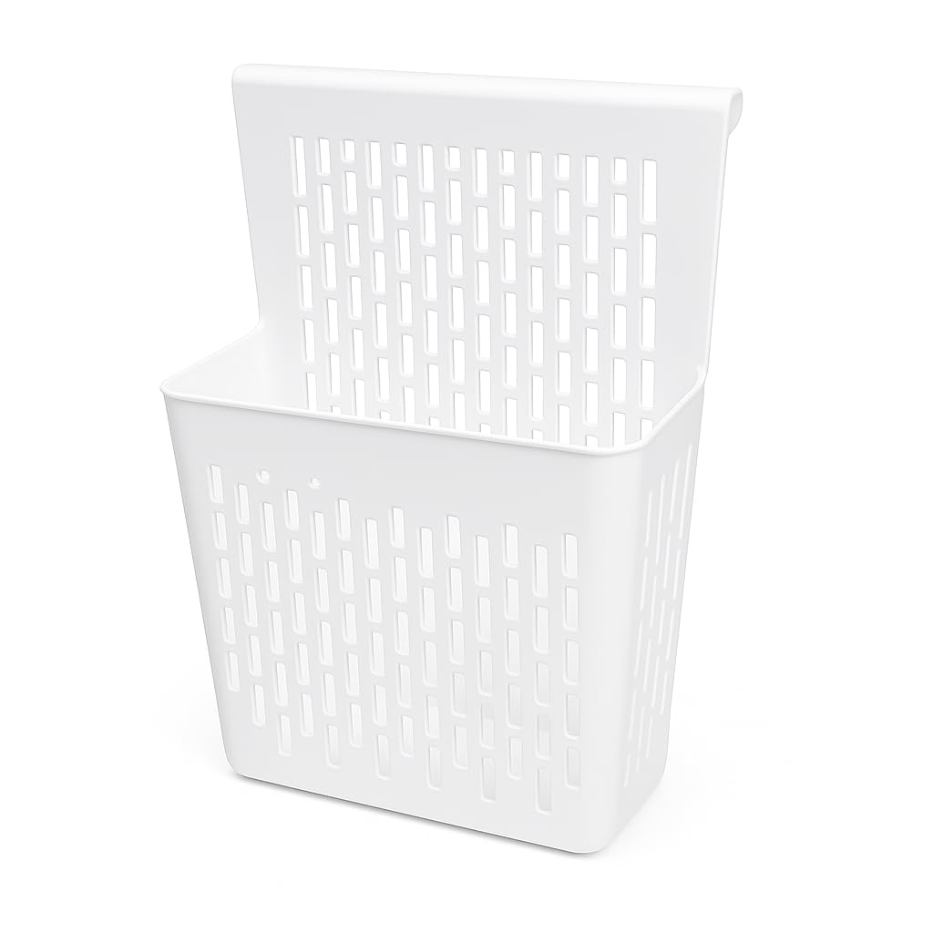 SUWORS Asmalı Dolap Düzenleyici – Askılı Çok Amaçlı Plastik Organizer Sepet | Mutfak, Banyo, Dolap ve Ofis İçin Pratik Düzenleyici Kutusu (255x110x325 mm, Beyaz)