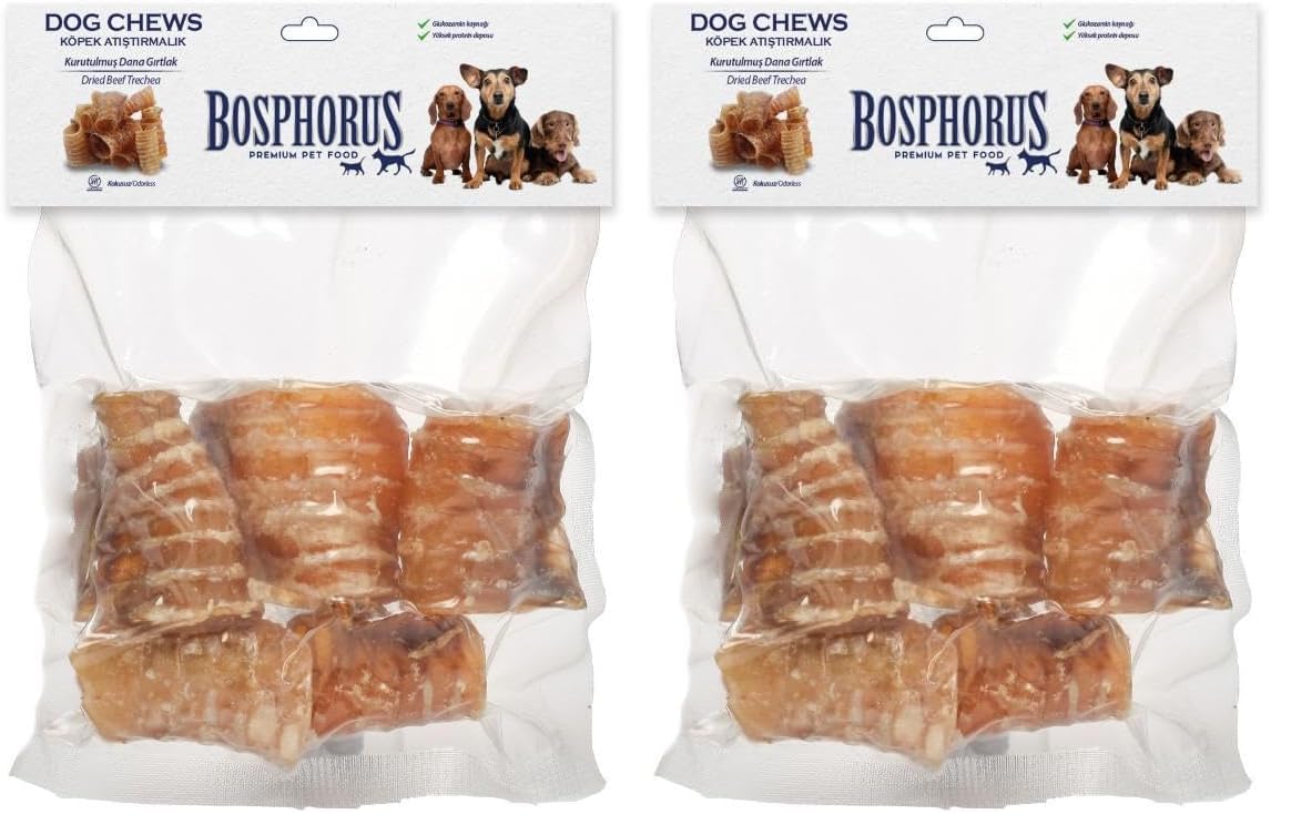 BOSPHORUS Köpek Çiğneme Ödülü, Kurutulmuş Dana Gırtlak, 80 Gram 2li paket