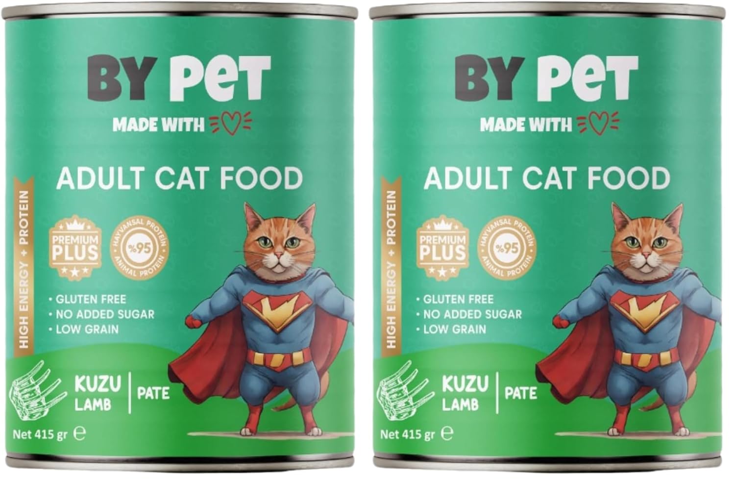 Bypet Kuzu Etli Yetişkin Yaş Kedi Maması 1 Adet -415 Gram Konserve 2li paket