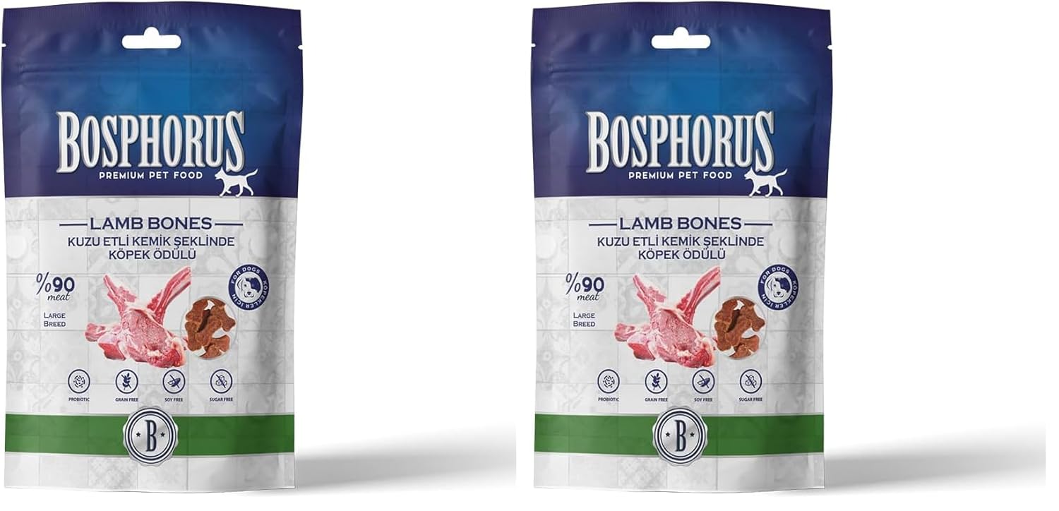 BOSPHORUS Kuzu Etli Kemik Şeklinde Köpek Ödülü, 80 Gram 2li paket