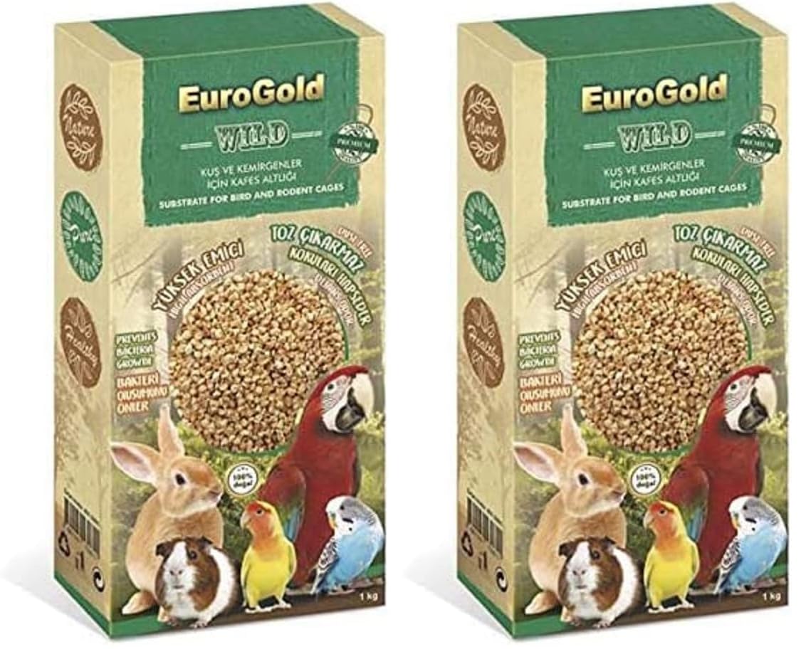 EuroGold 4513061 Kemirgen Ve Kuşlar İçin Mısır Koçanı Taban Altlığı, 1 Kg 2li paket