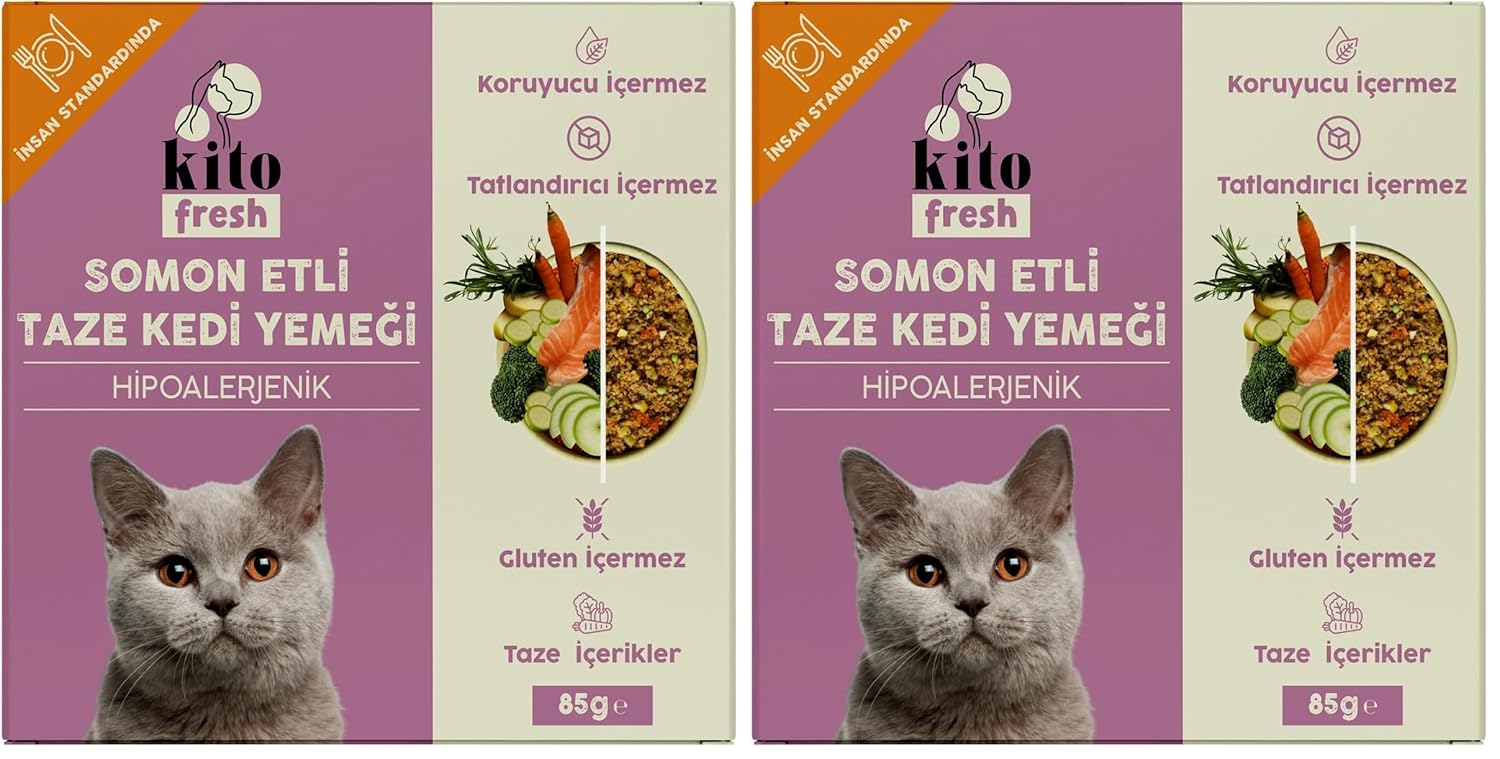 Kito Fresh Somon Etli Taze Kedi Yemeği 2li paket