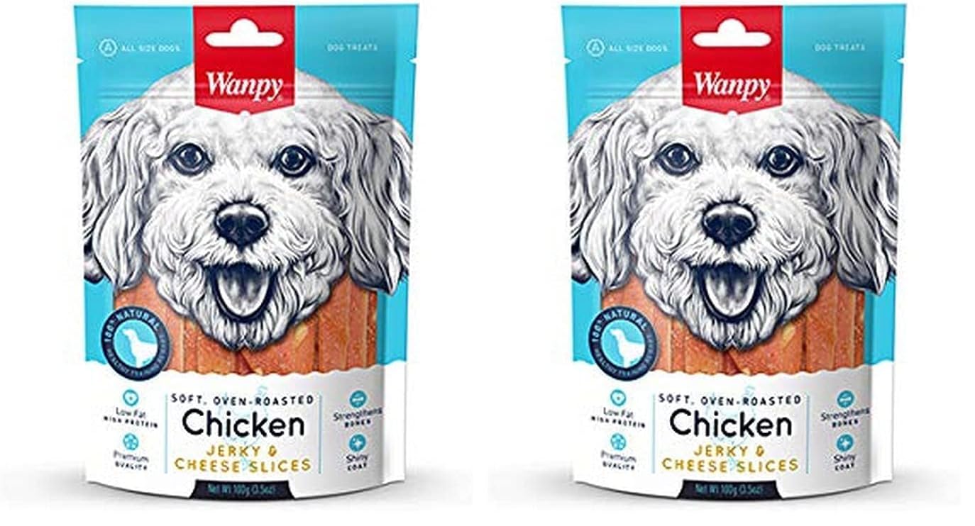 Wanpy Yumuşak Tavuk & Peynir Dilimleri Köpek Ödülü, 100 Gram 2li paket