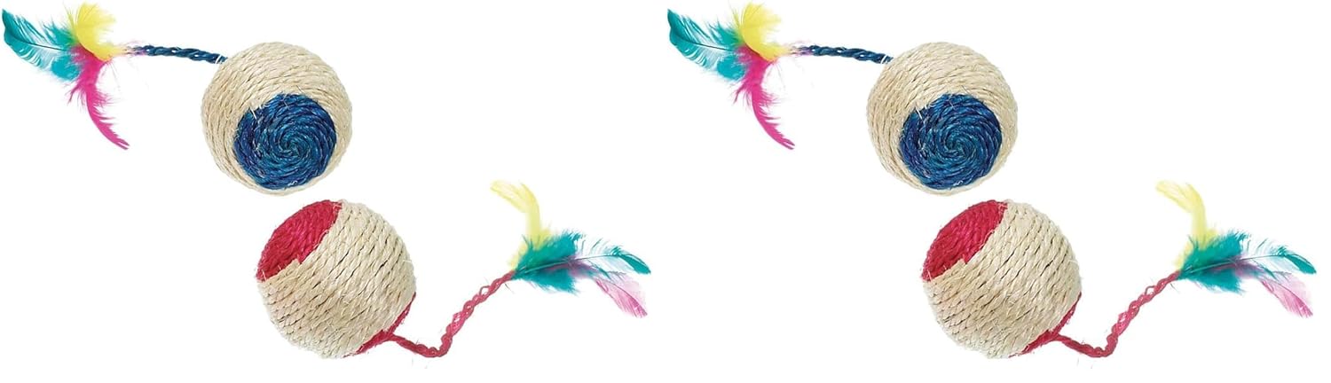 Karlie Hasır Çıngıraklı Top, Oyuncak, 6 cm, Çok Renkli 2li paket