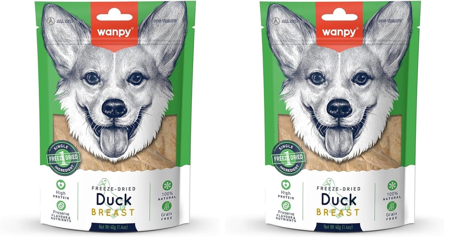 Wanpy Köpek Dondurularak Kurutulmuş Ördek Göğüs, 40 Gram 2li paket