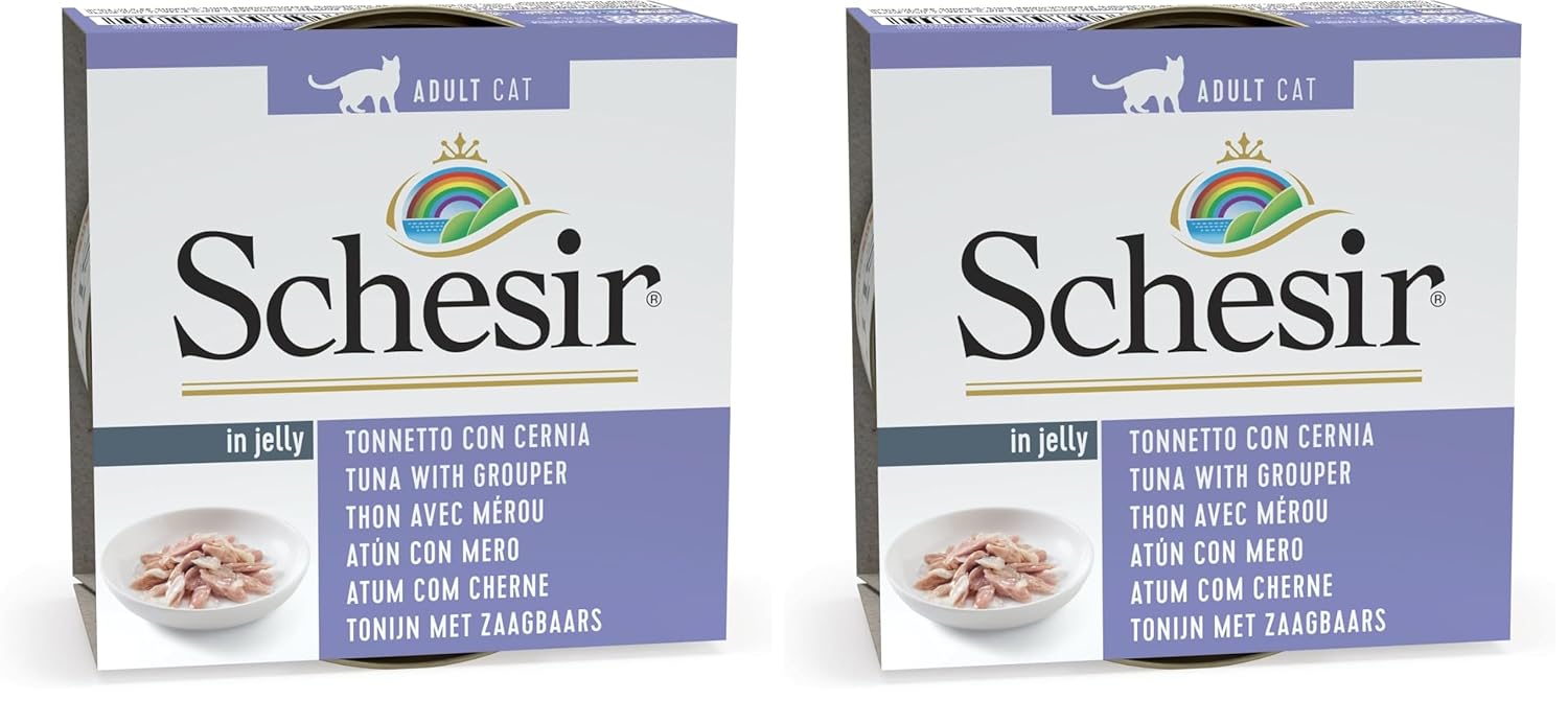 Schesir Jelly Ton Balığı ve Orfoz Balığı Jöle İçinde Yetişkin Kedi Konservesi 85g 2li paket