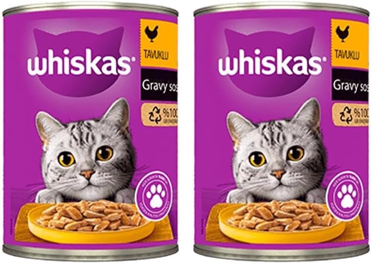 Whiskas Sos İçinde Tavuklu Yetişkin Kedi Konservesi 400gr 2li paket