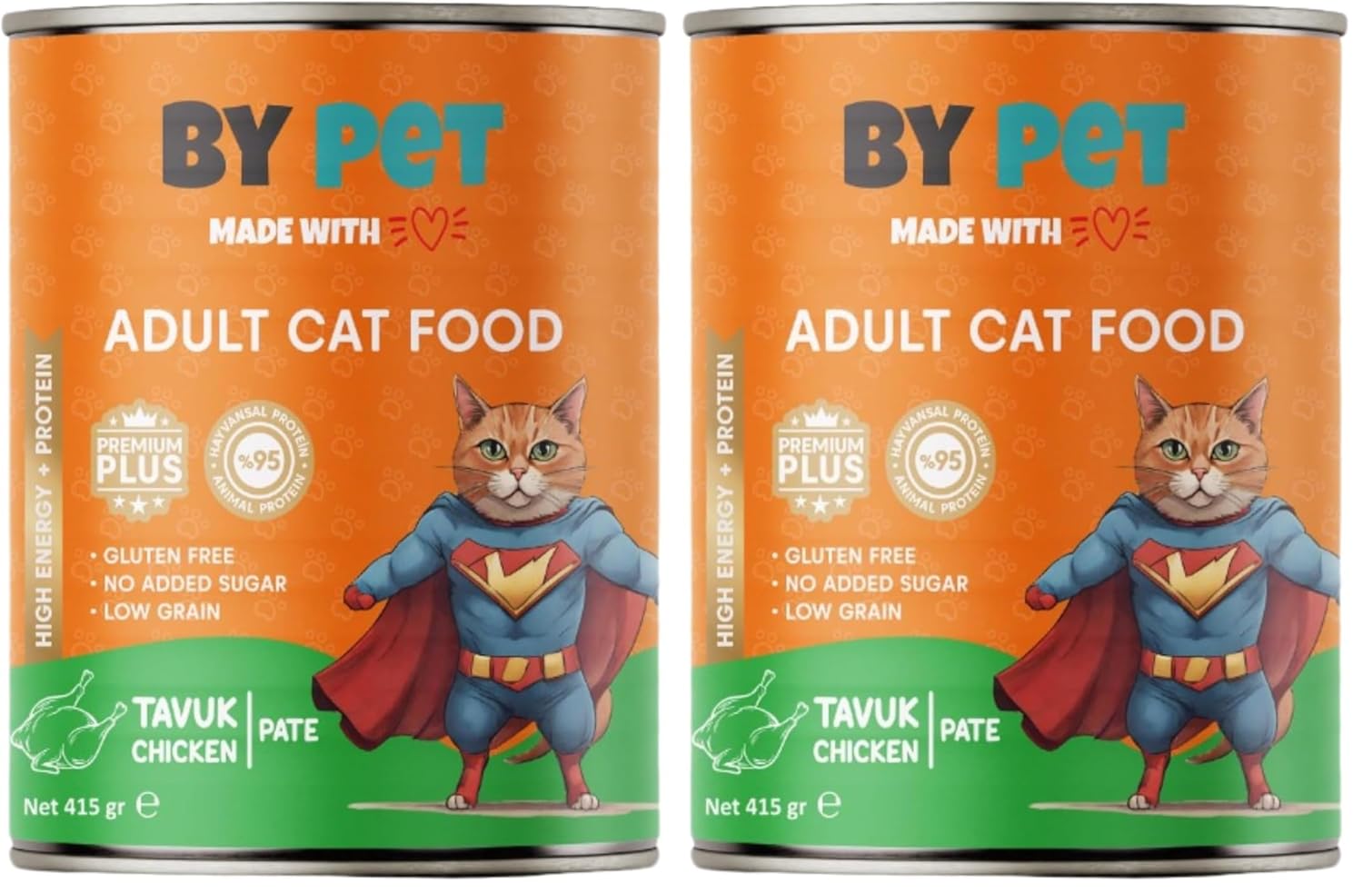 Bypet Tavuk Etli Yetişkin Yaş Kedi Maması 1 Adet -415 Gram Konserve 2li paket