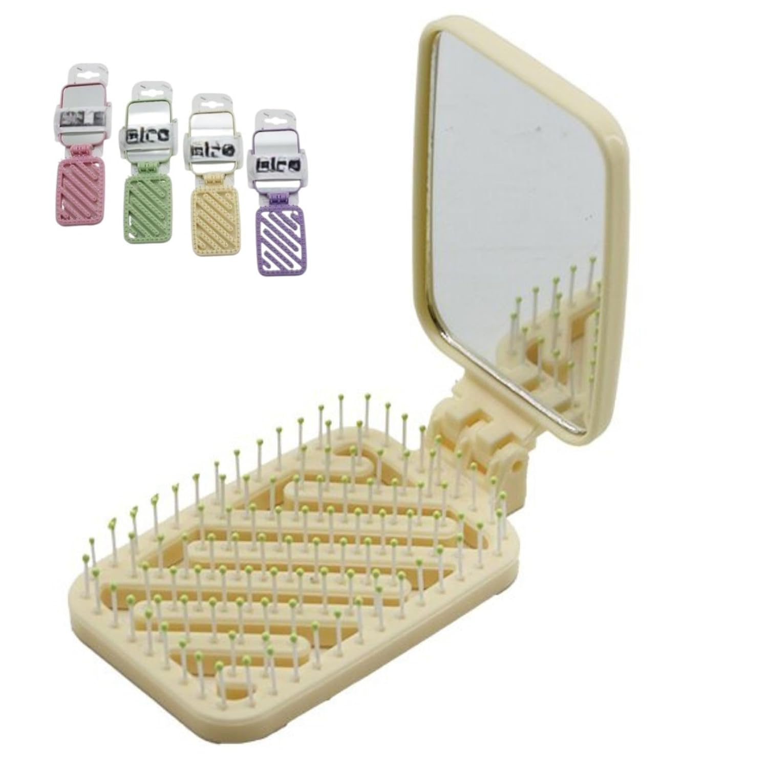 AEE® Dikdörtgen Katlanır Aynalı Tarak – Çocuk ve Yetişkin Kullanımı İçin | Çanta Boy, Taşınabilir, Ergonomik Plastik Tarak (17,5 cm) – Katlanır Ayna ve Delikli Tasarım Karışık Renk