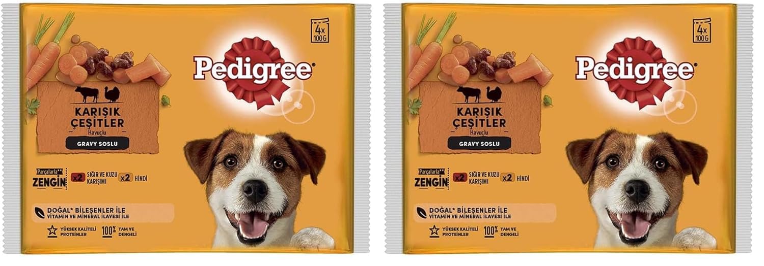 Pedigree Etli Seçenekleri 4'lü Poşet Paket Yaş Mama 400 Gram 2li paket