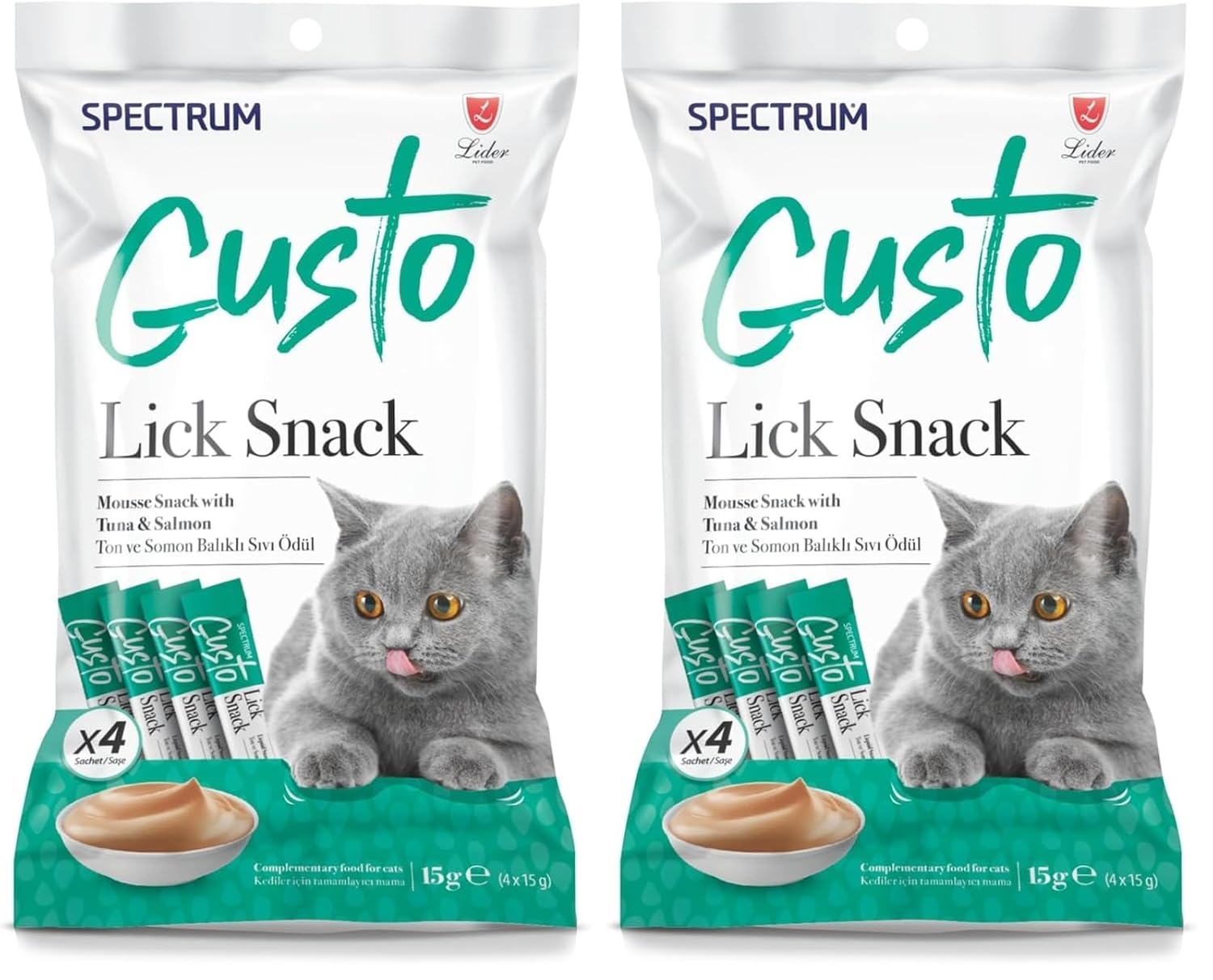 Spectrum Ton Balıklı ve Somonlu Yetişkin Kedi Sıvı Ödül 60 Gram 2li paket