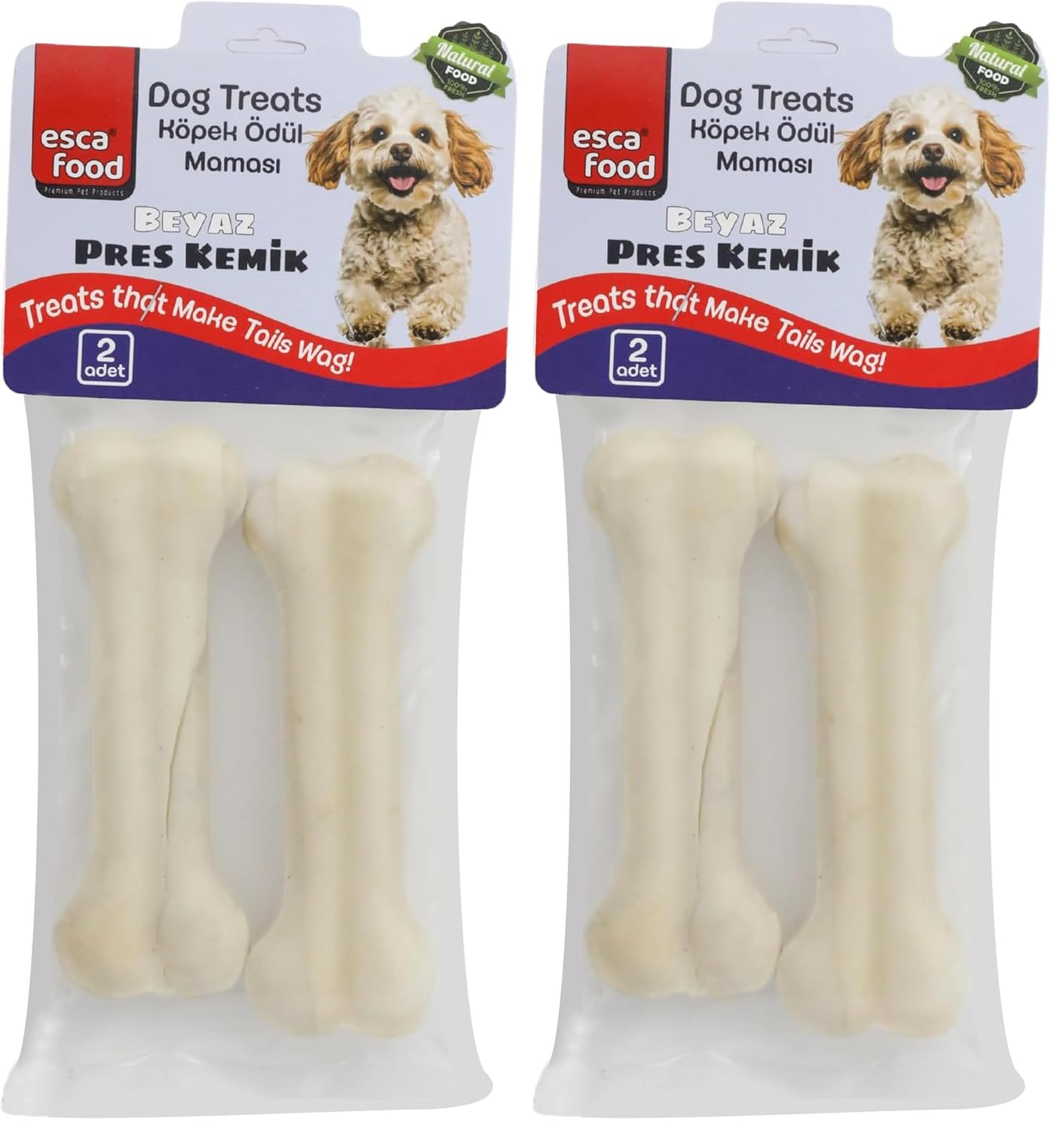 Esca Food Beyaz Pres Kemik 12,5 Santimetre 2'li 100 Gram Köpek Ödül Maması 2li paket