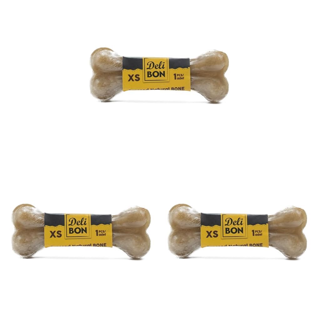 Doggie Delibon 7Cm Gerçek Deriden Pres Kemik, 7 Cmx1Pcs., Natural 3lü paket