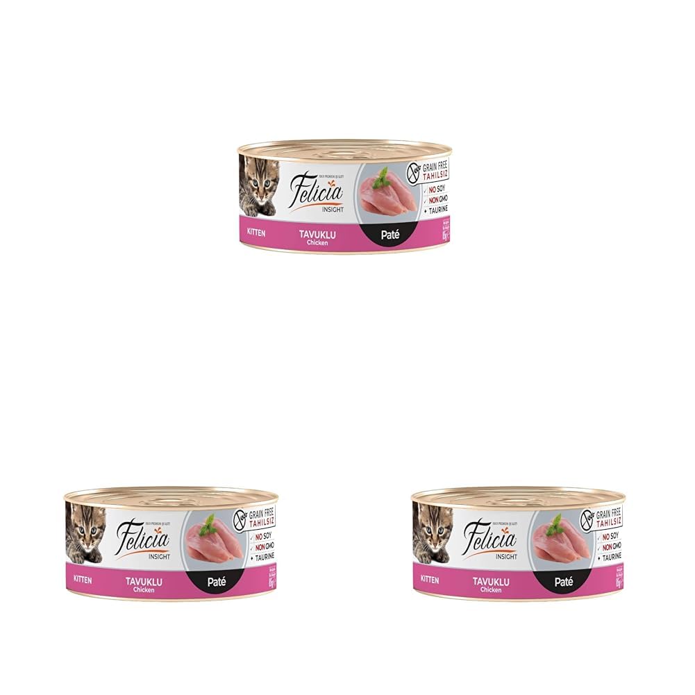 Felicia Yaş Kedi Maması, Tavuklu, Kıyılmış, Yavru Kedi, Tahılsız, 85 g 3lü paket