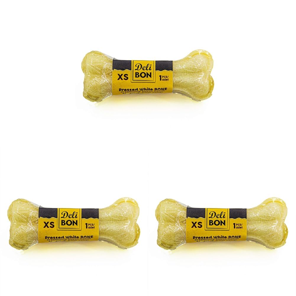 Doggie Delibon 7Cm Gerçek Deriden Pres Kemik, 7 Cmx1Pcs., Beyaz 3lü paket