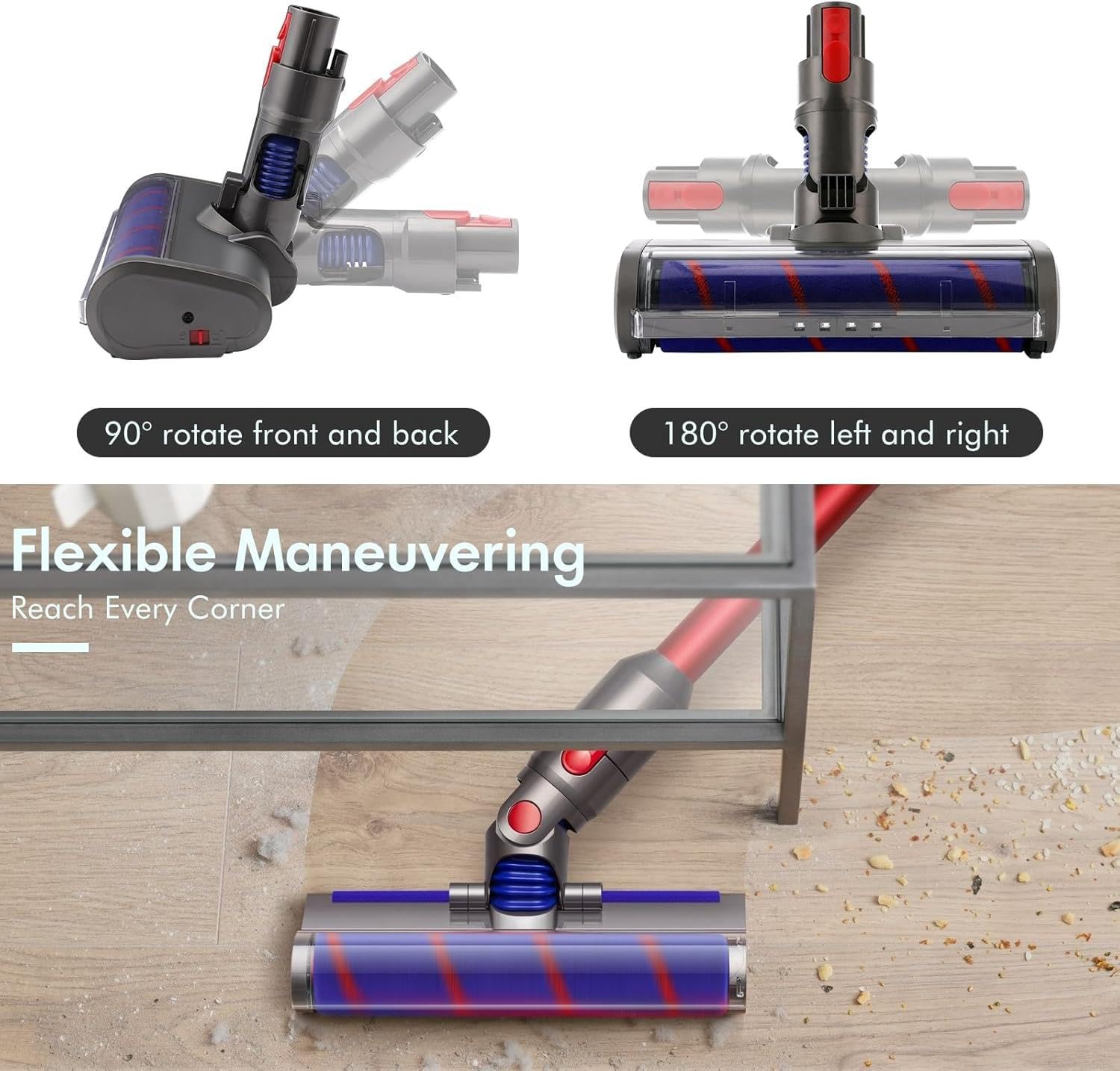 Valkyrie LED Işıklı Yumuşak Rulo Süpürge Başlığı Dyson V7/V8/V10/V11/V15 Uyumlu