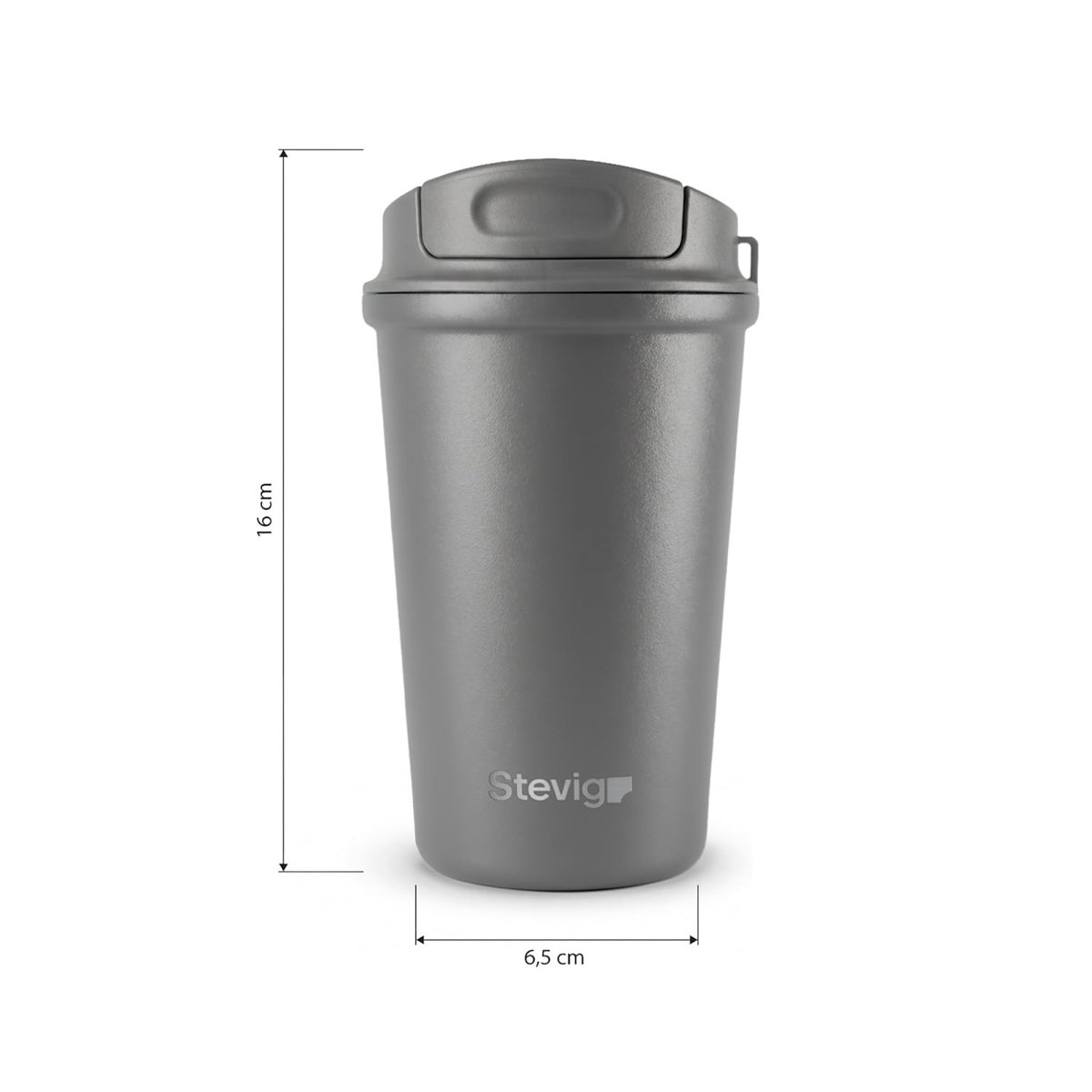 4 Work Flip Open Coffee Mug Çelik Termos 400 Mililitre Grey ST-251